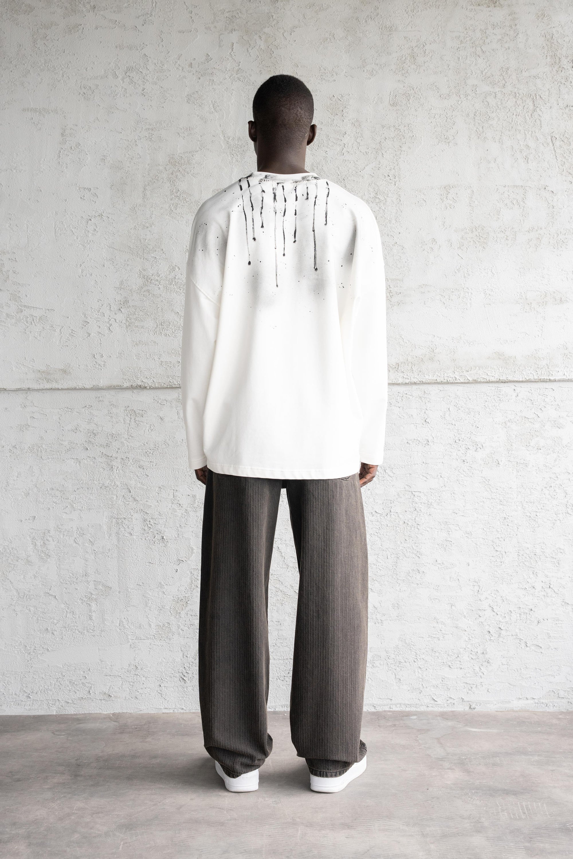 Erkek Baggy Çizgili Baloon Fit Jean Pantolon Siyah