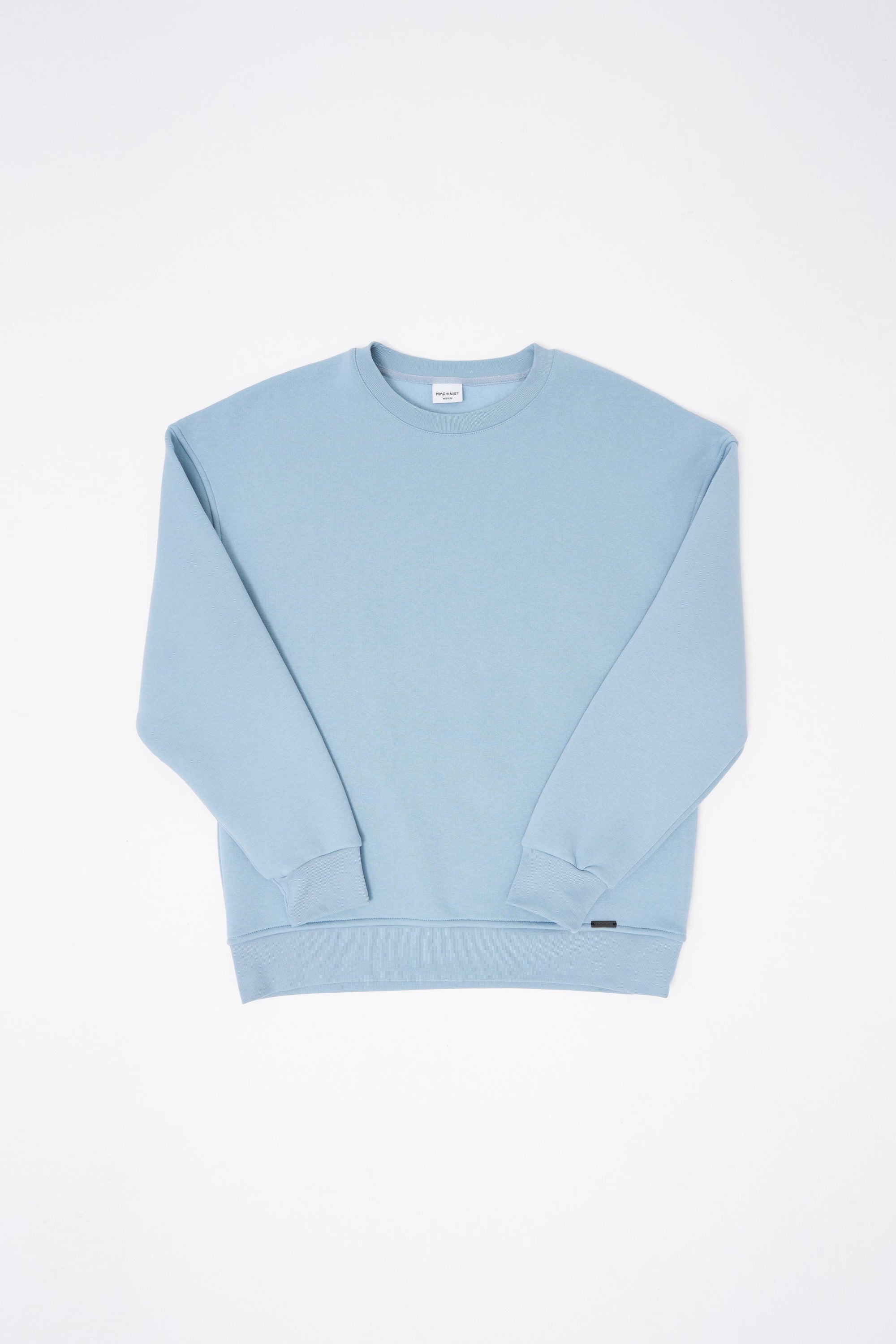 Erkek Basic Bisiklet Yaka Oversize Sweatshirt Aqua