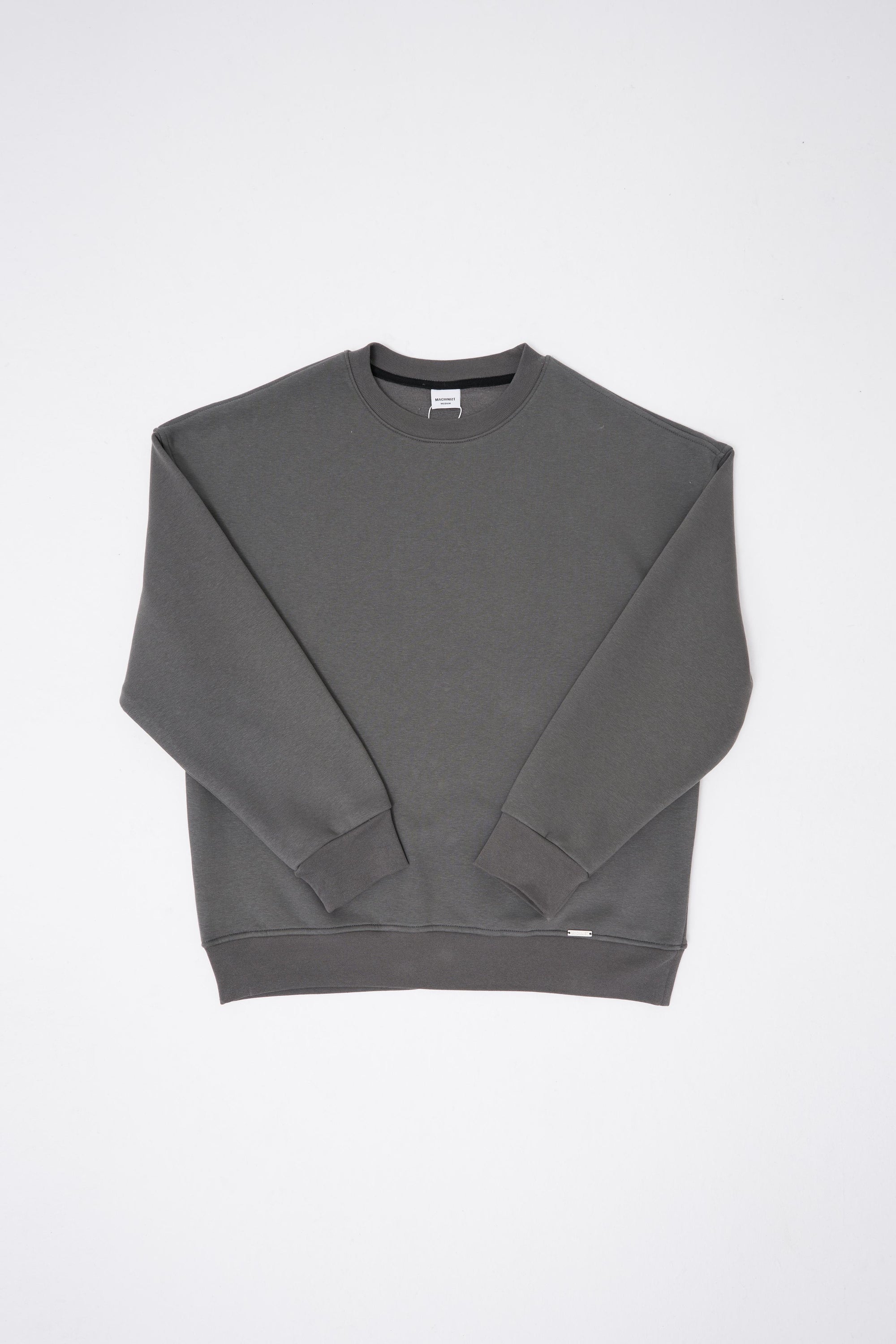 Erkek Basic Bisiklet Yaka Oversize Sweatshirt Duman