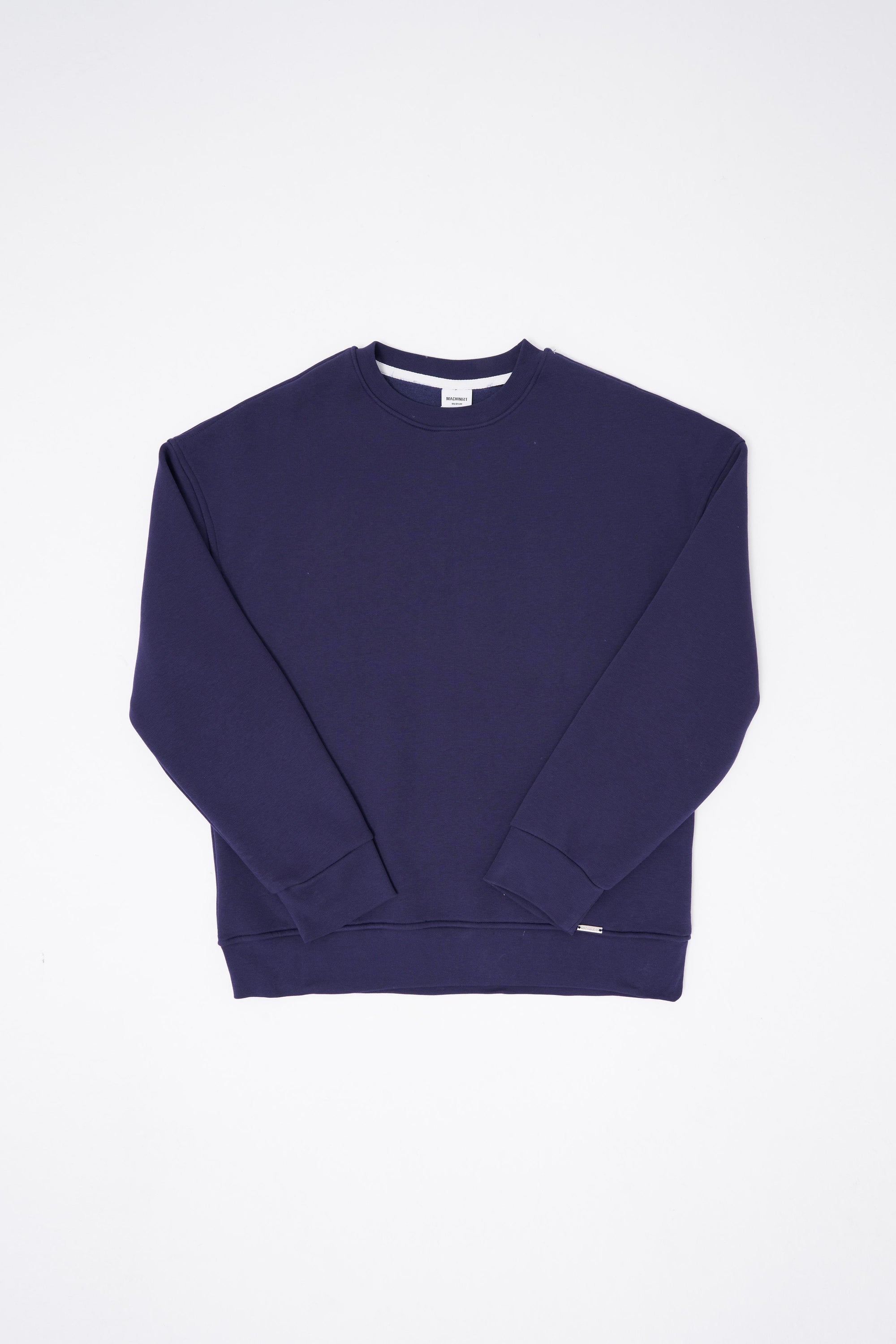 Erkek Basic Bisiklet Yaka Oversize Sweatshirt Gece Mavisi