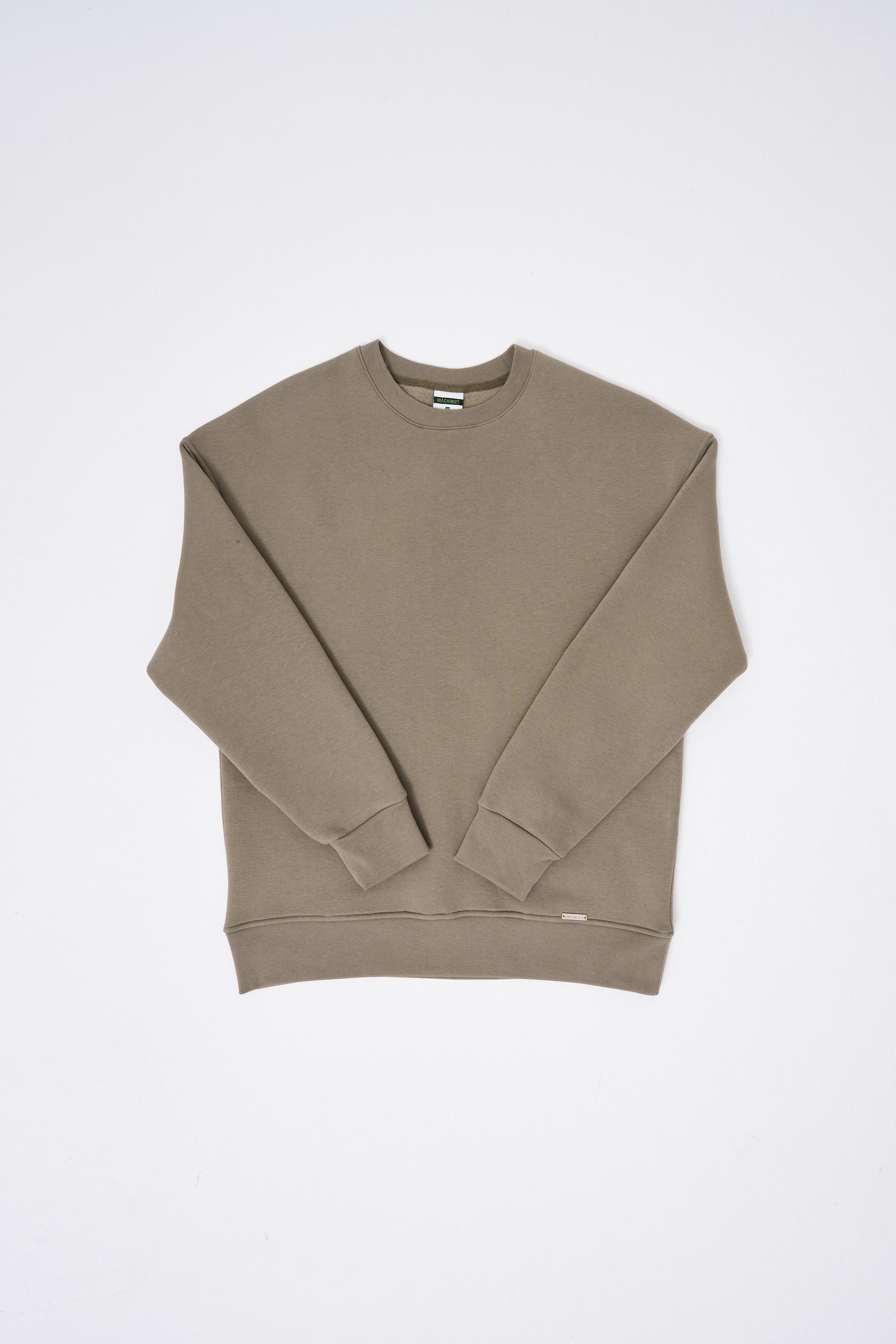 Erkek Basic Bisiklet Yaka Oversize Sweatshirt Haki