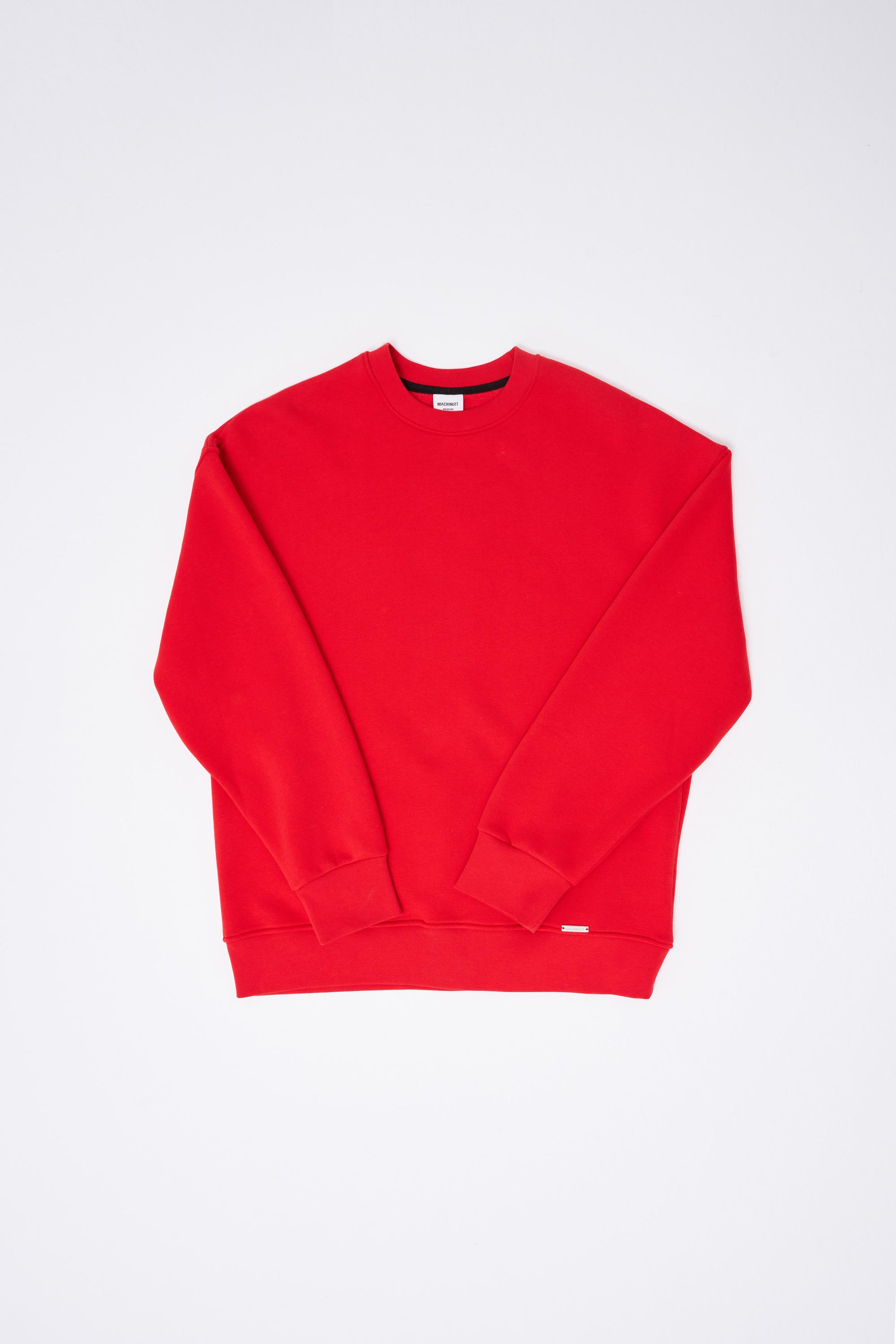 Erkek Basic Bisiklet Yaka Oversize Sweatshirt Kırmızı
