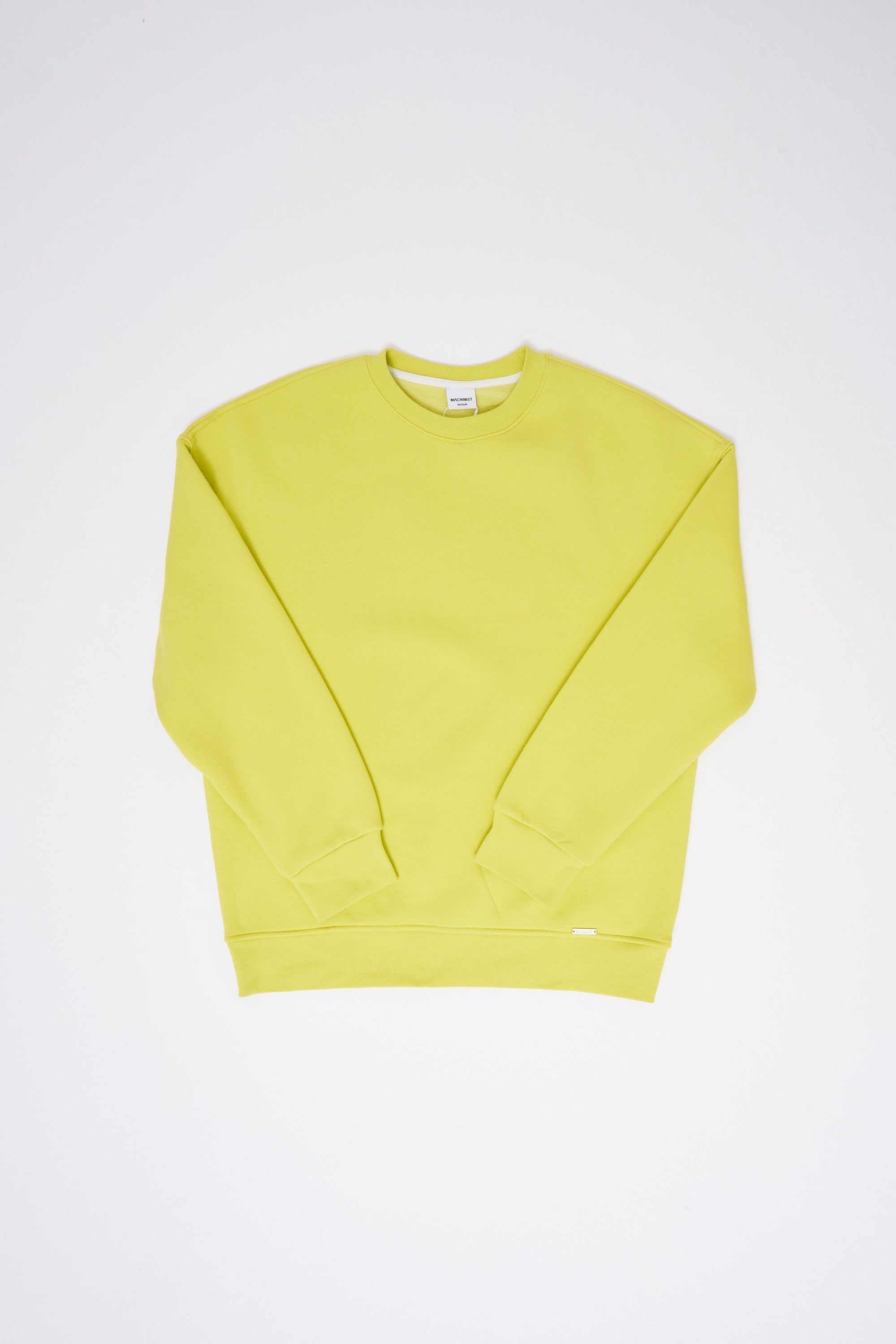 Erkek Basic Bisiklet Yaka Oversize Sweatshirt Neon Sarı