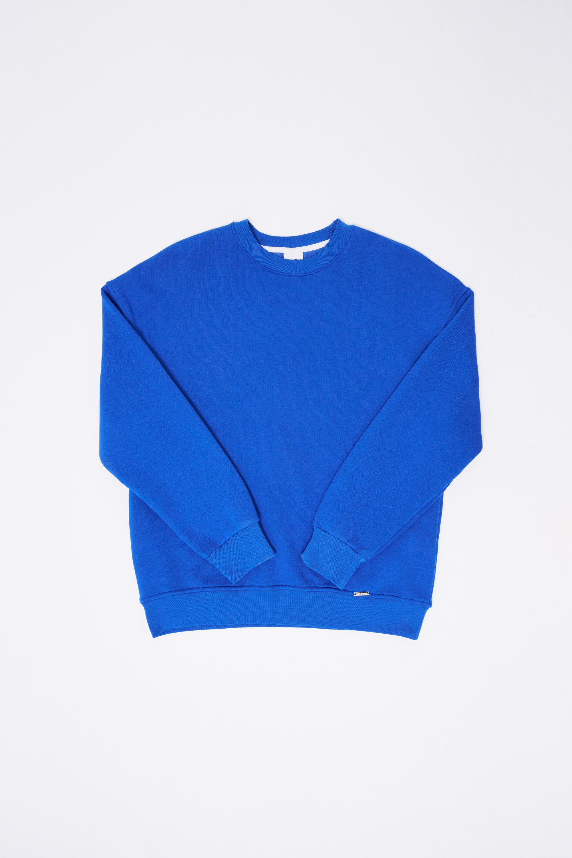 Erkek Basic Bisiklet Yaka Oversize Sweatshirt Saks Mavi