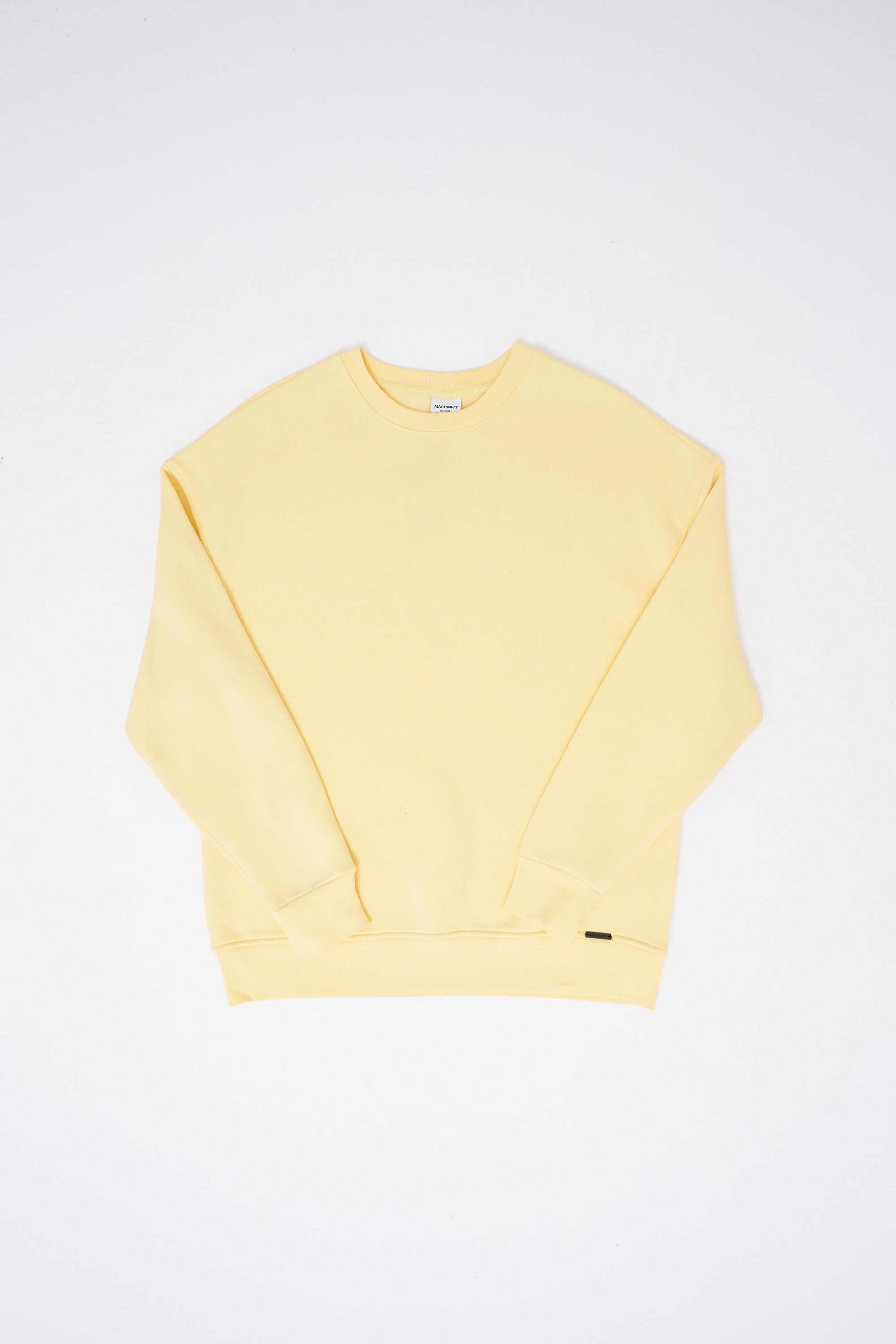 Erkek Basic Bisiklet Yaka Oversize Sweatshirt Sarı