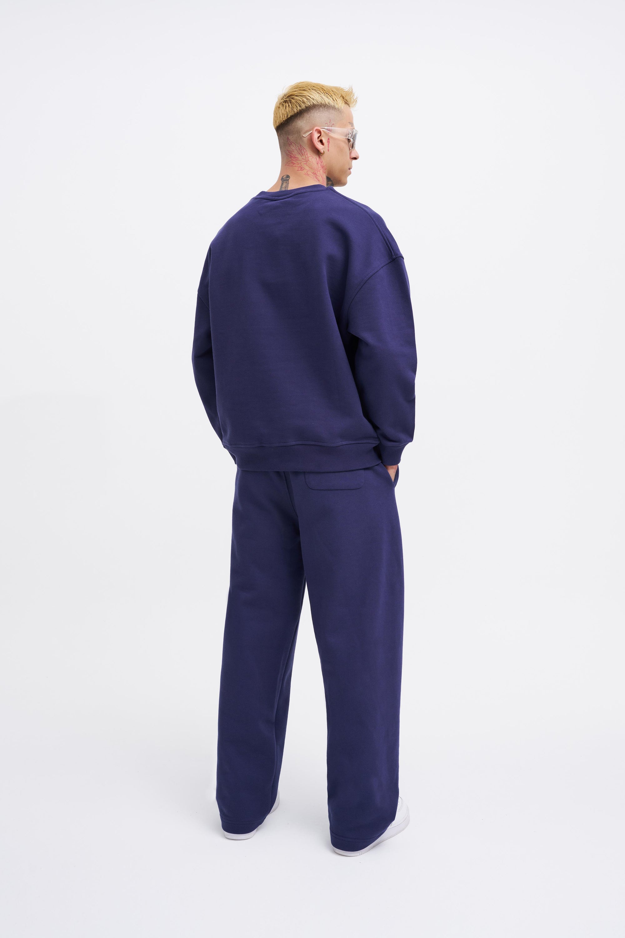 Erkek Basic Diagonal Baggy Eşofman Altı Gece Mavisi