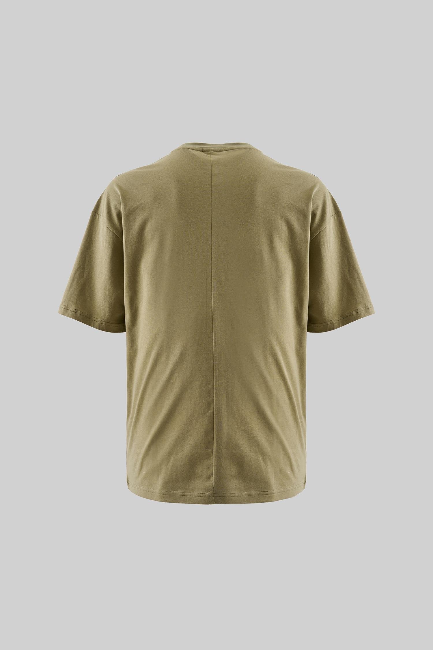 Erkek Basic Super Pamuklu Oversize Tişört Küf Yeşili