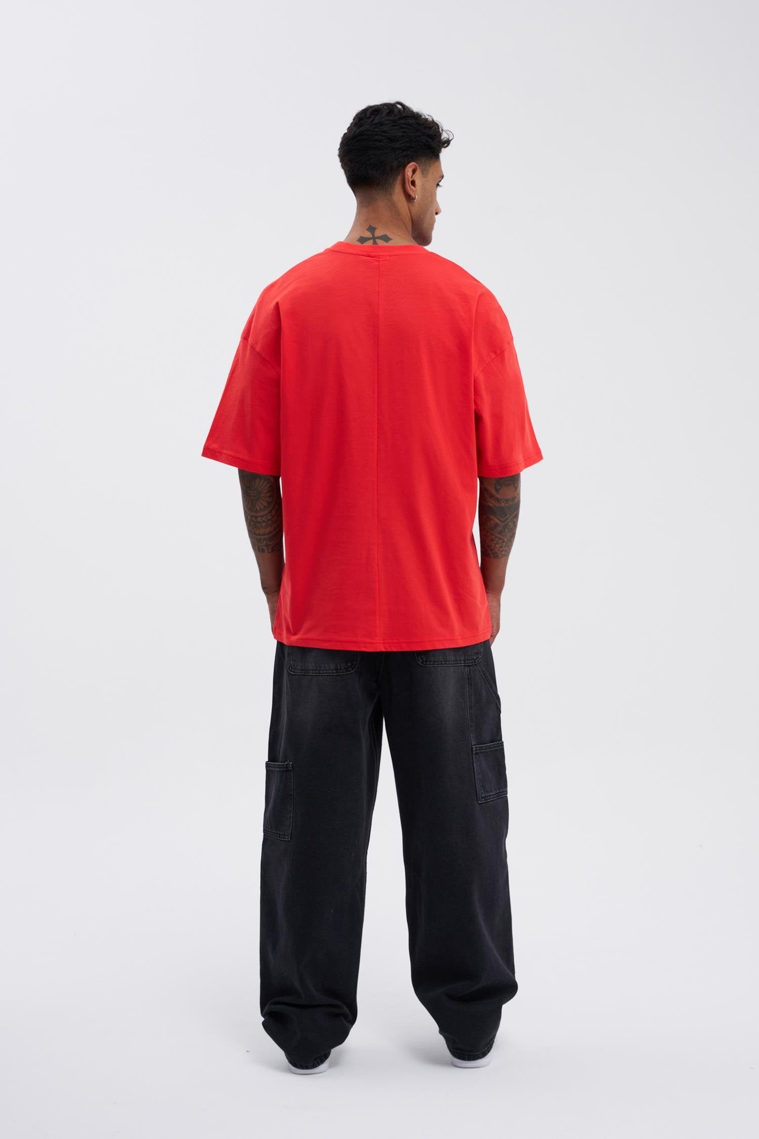 Erkek Basic Super Pamuklu Oversize Tişört Nar