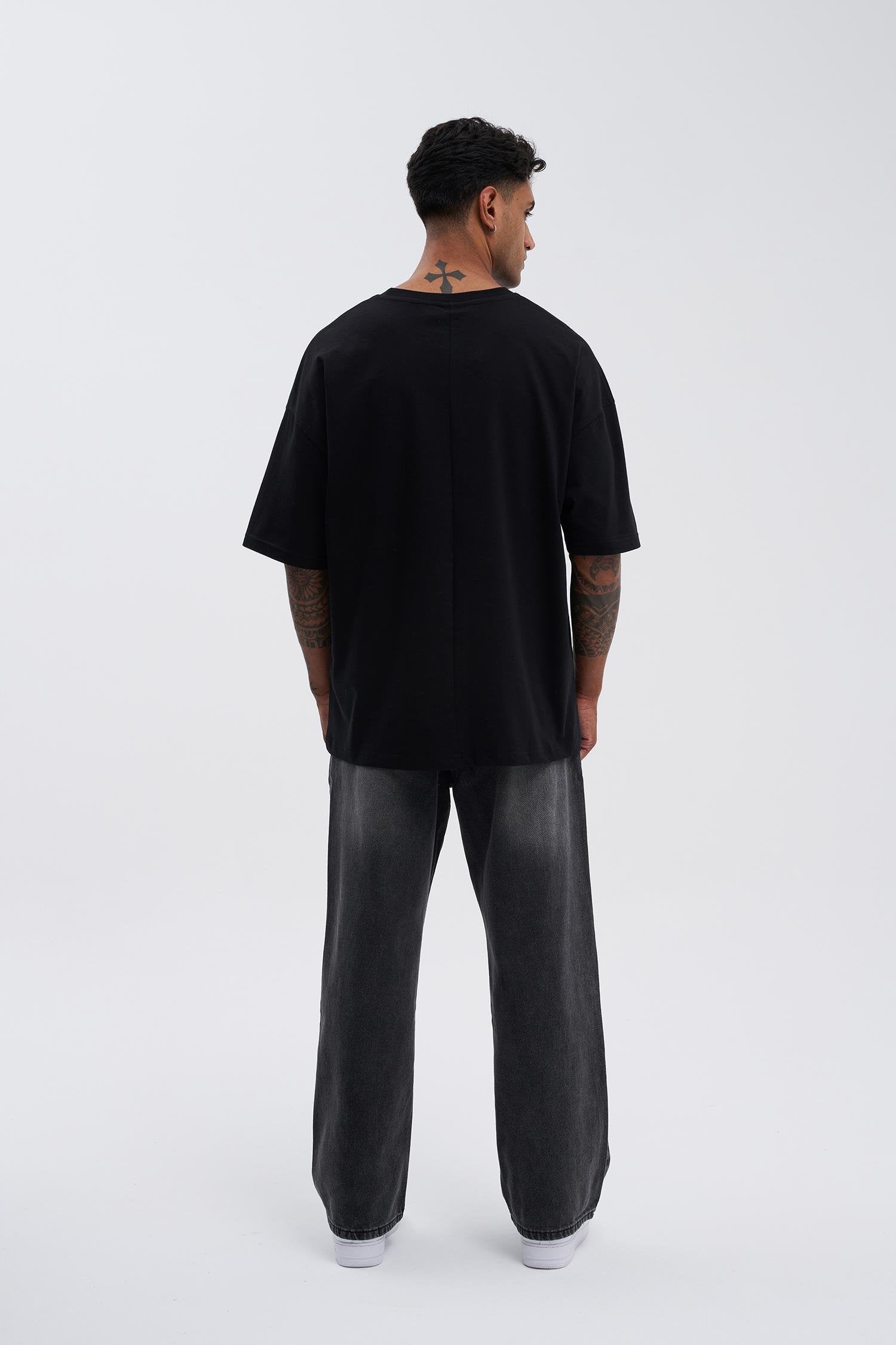 Erkek Basic Super Pamuklu Oversize Tişört Siyah