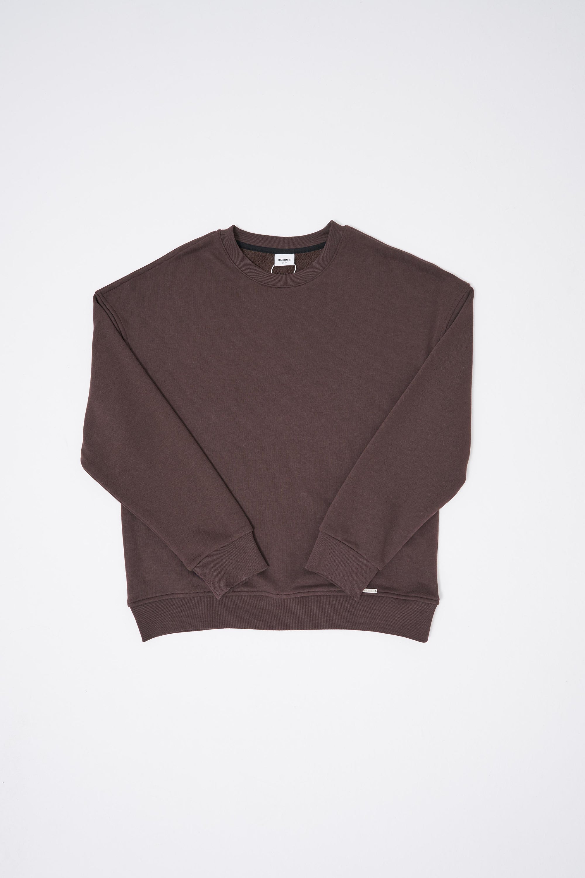 Erkek Bisiklet Yaka Basic Oversize Sweatshirt Kahverengi