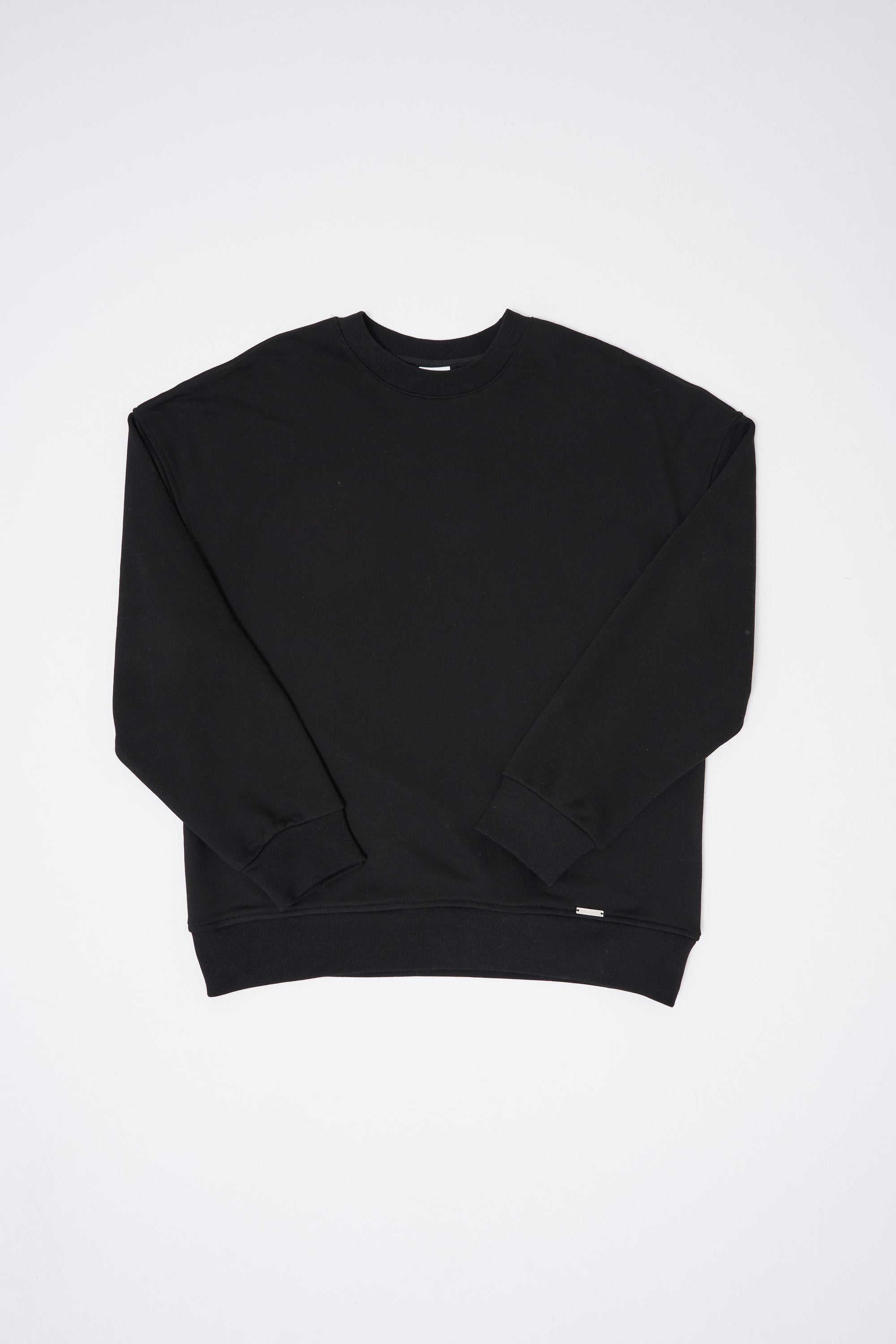 Erkek Bisiklet Yaka Basic Oversize Sweatshirt Siyah