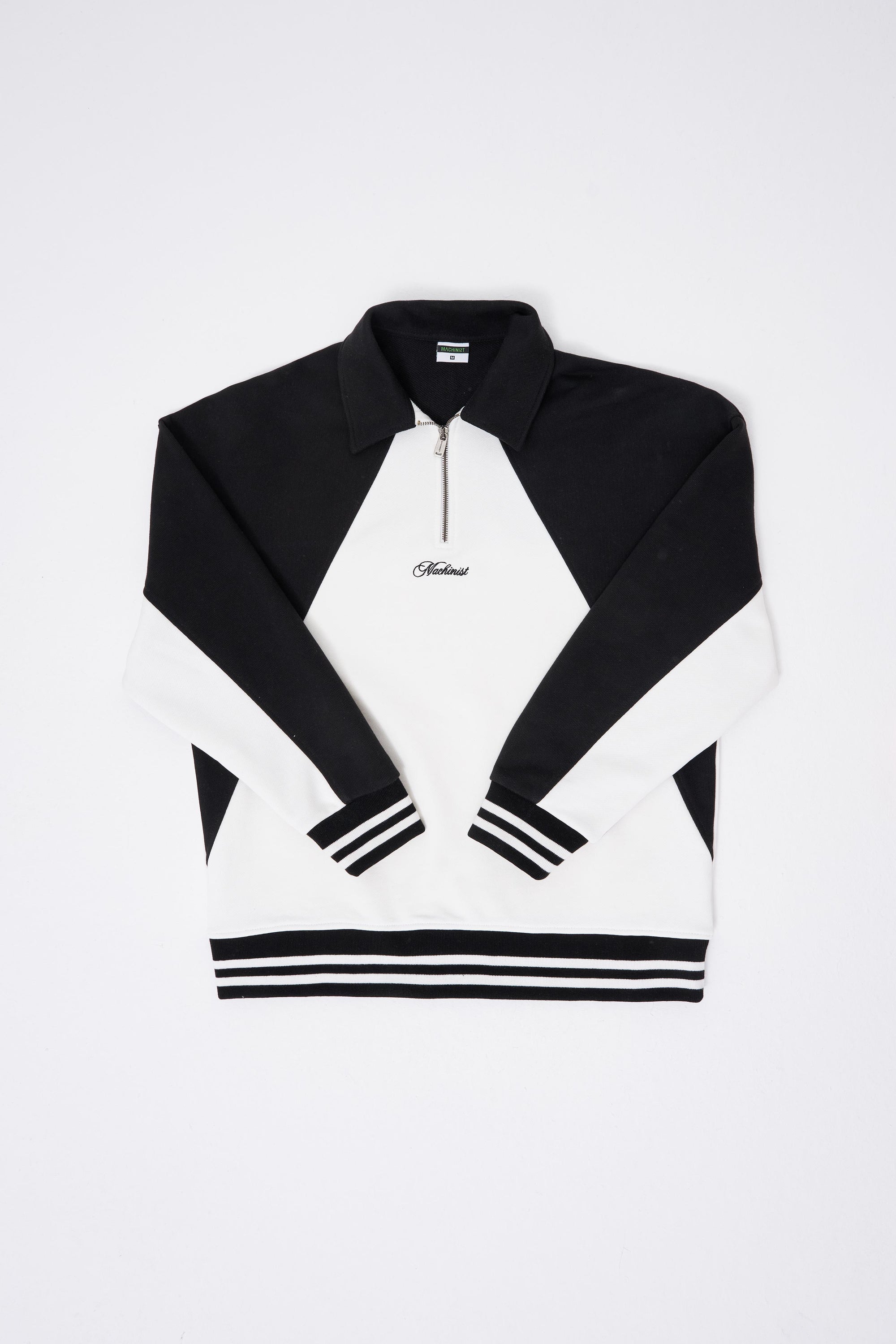 Erkek Embroidered Detailed Polo Sweatshirt Ekru-Siyah