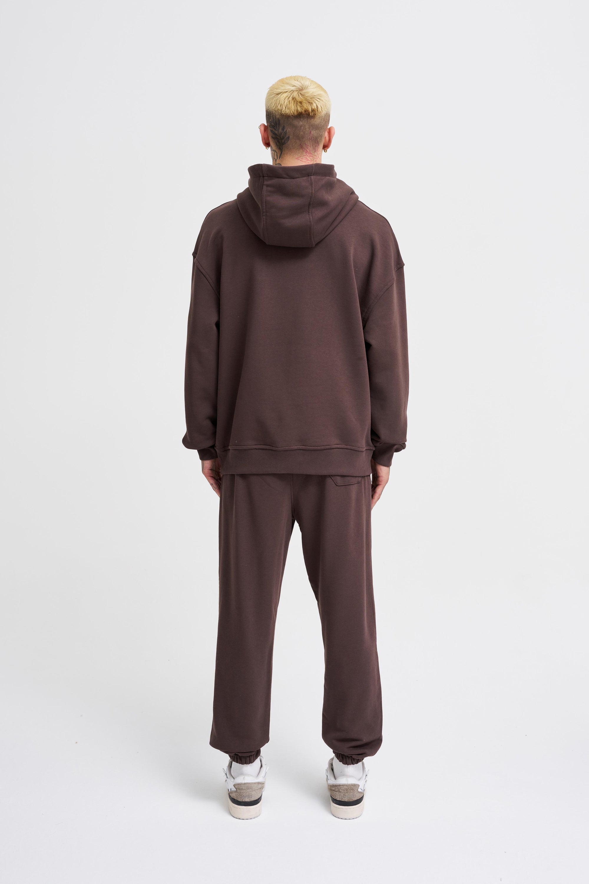 Erkek Kapüşonlu Oversize Sweatshirt Kahverengi