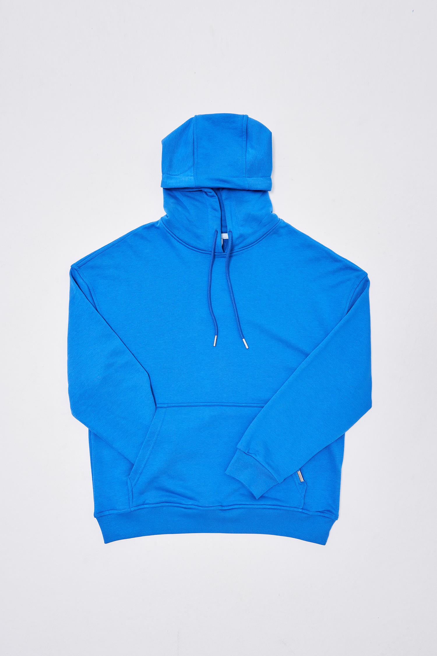 Erkek Kapüşonlu Oversize Sweatshirt Saks Mavi