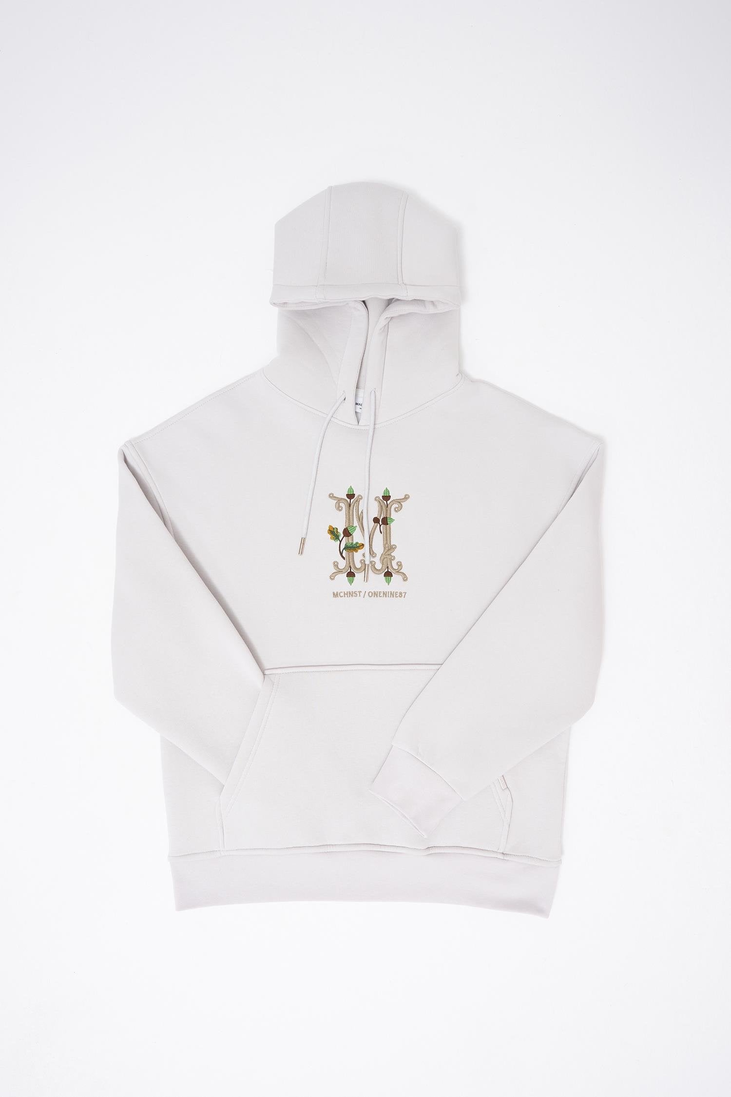 Erkek Naskışlı Kapüşonlu Oversize Sweatshirt Uzay Grisi