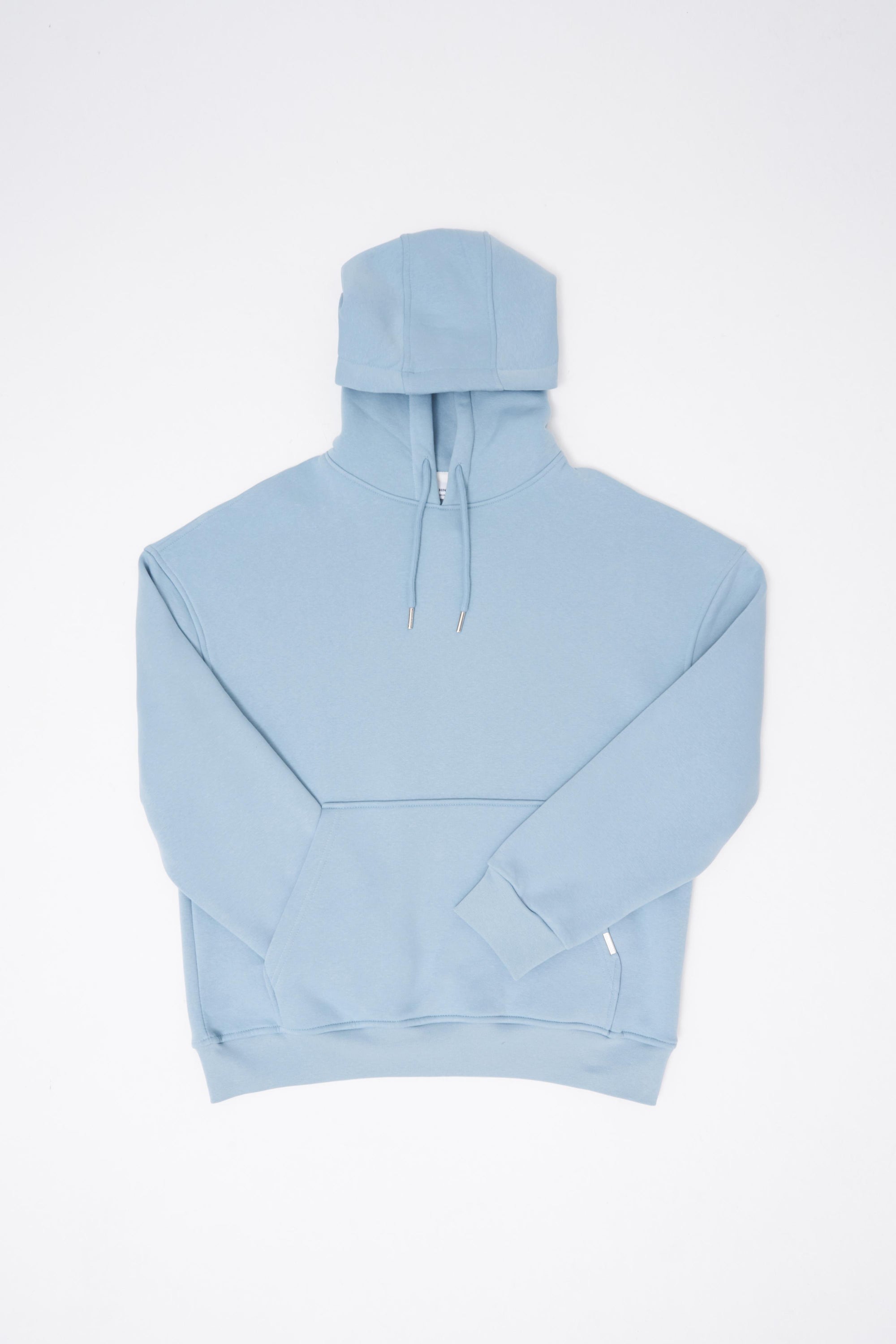 Erkek Oversize Basic Kapüşonlu Sweatshirt Aqua