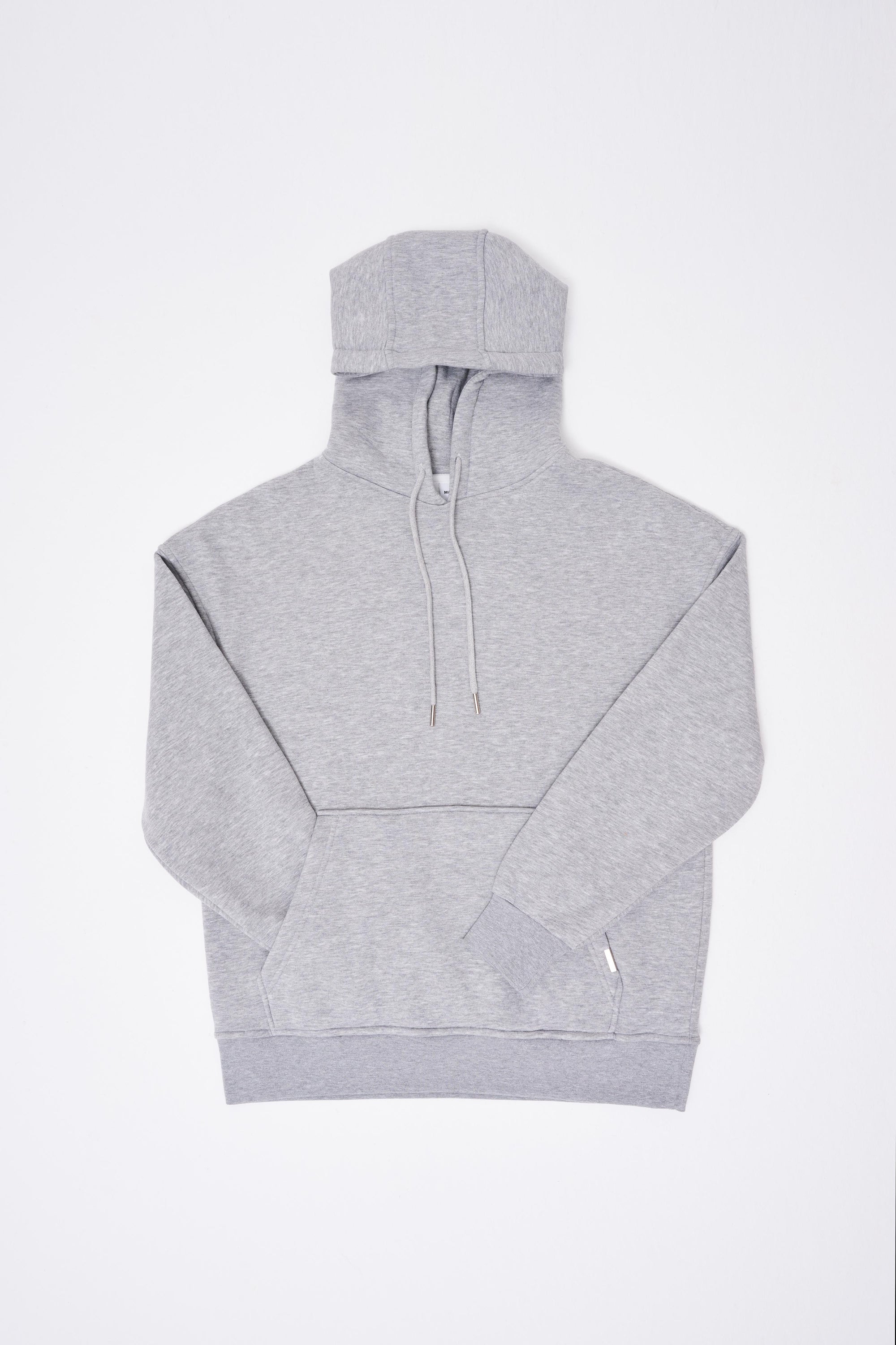 Erkek Oversize Basic Kapüşonlu Sweatshirt Gri Melanj