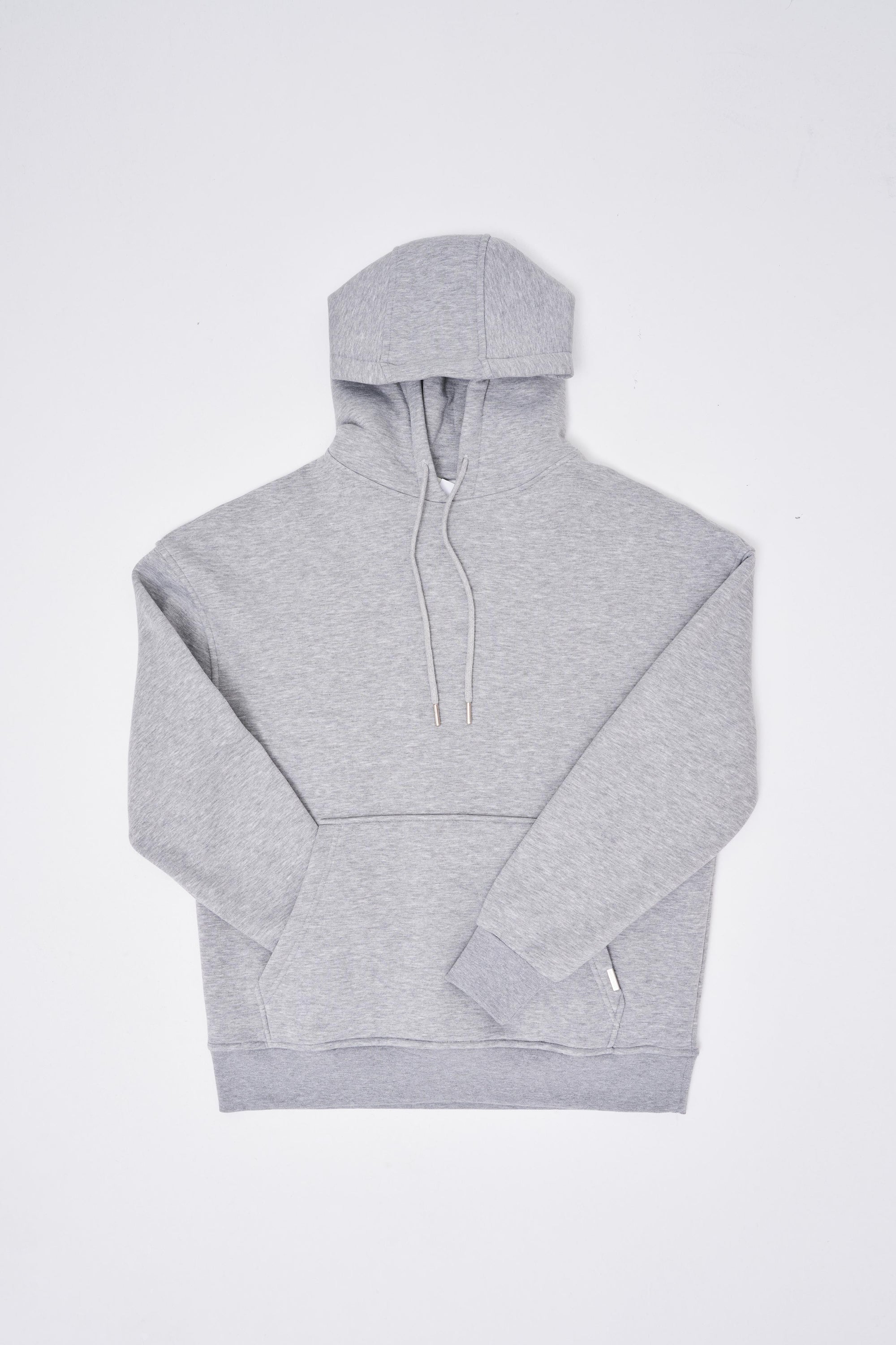 Erkek Oversize Basic Kapüşonlu Sweatshirt Gri Melanj