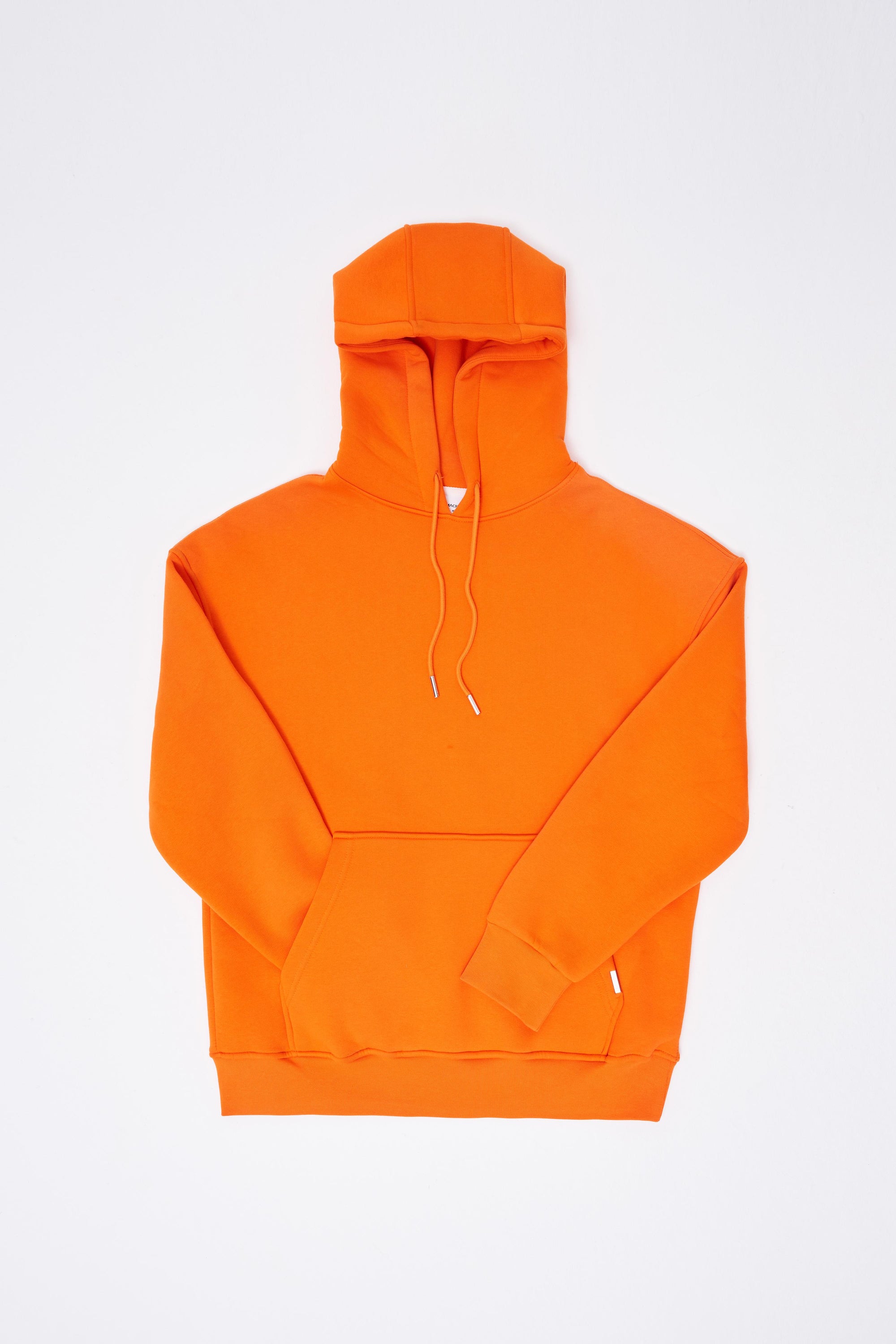 Erkek Oversize Basic Kapüşonlu Sweatshirt Neon Turuncu