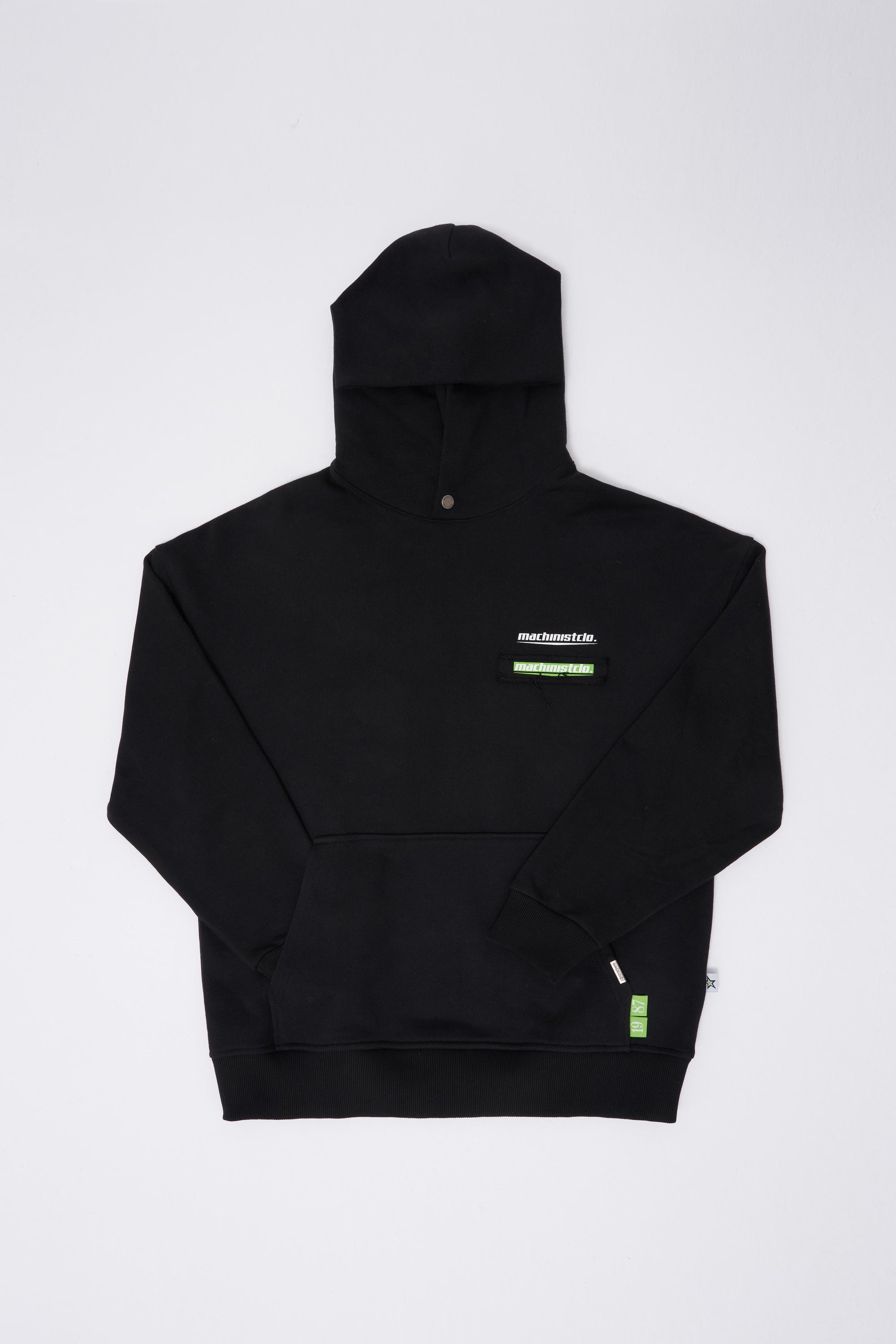 Erkek Printed Patchwork Hoodie Siyah