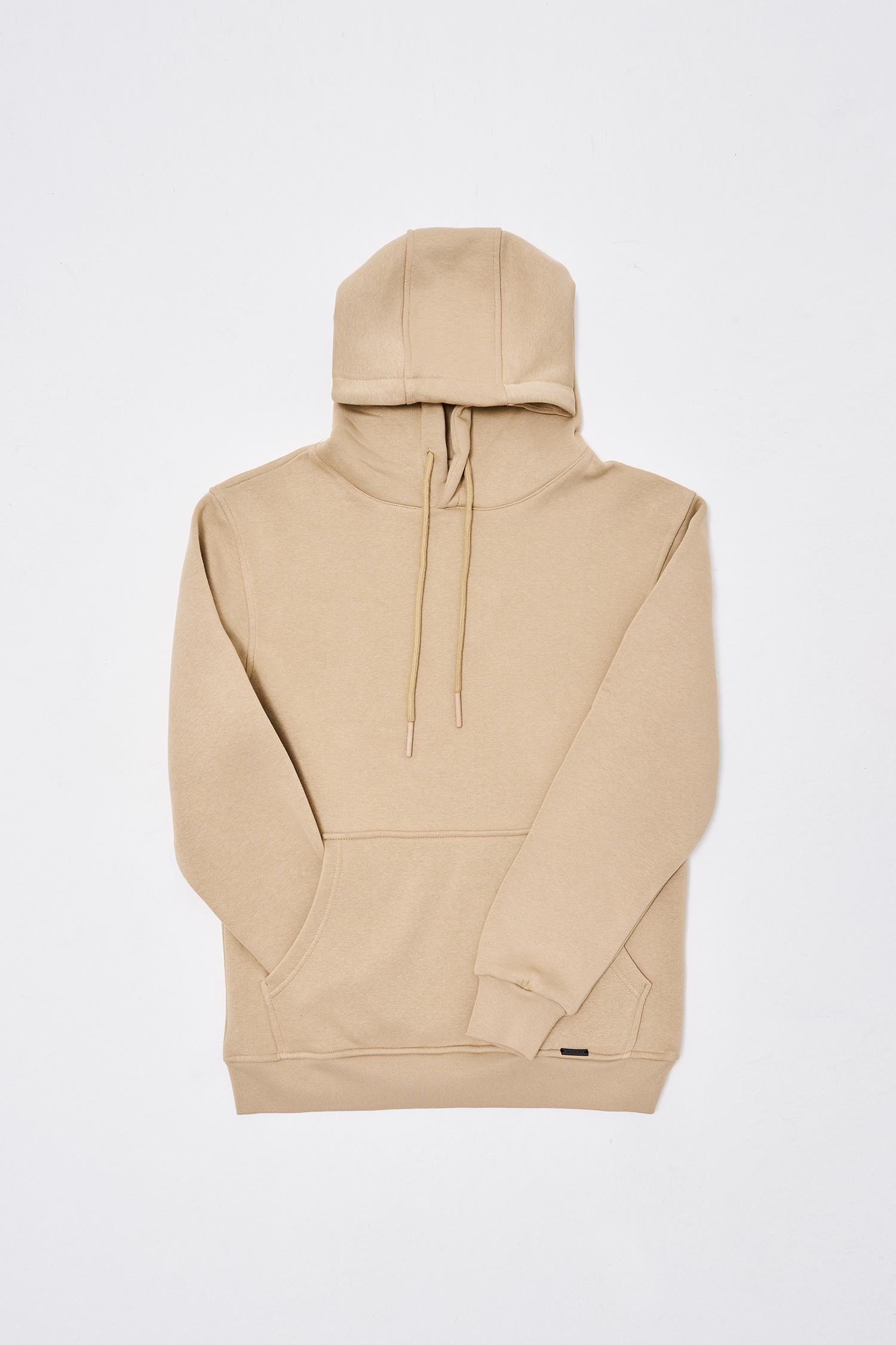Erkek Regular Basic Hoodie Bej
