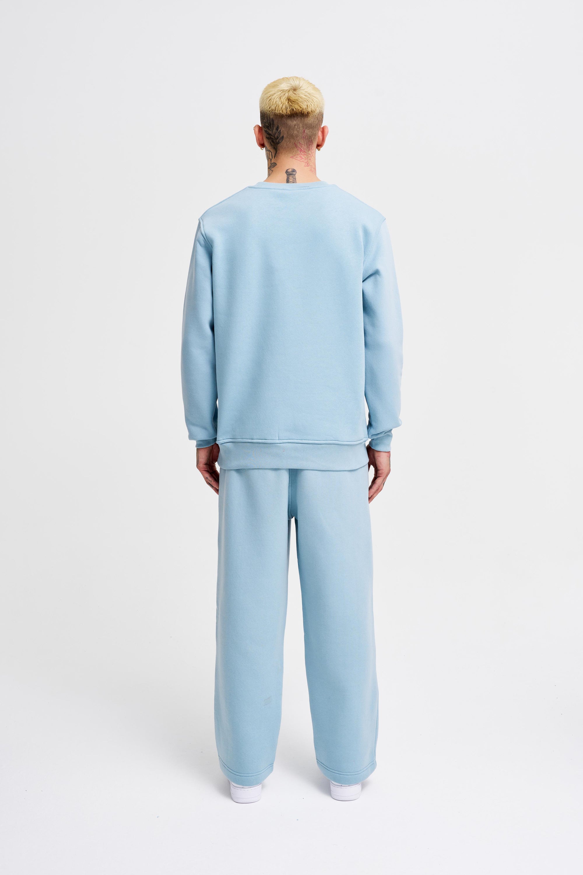 Erkek Regular Bisiklet Yaka Basic Sweatshirt Aqua