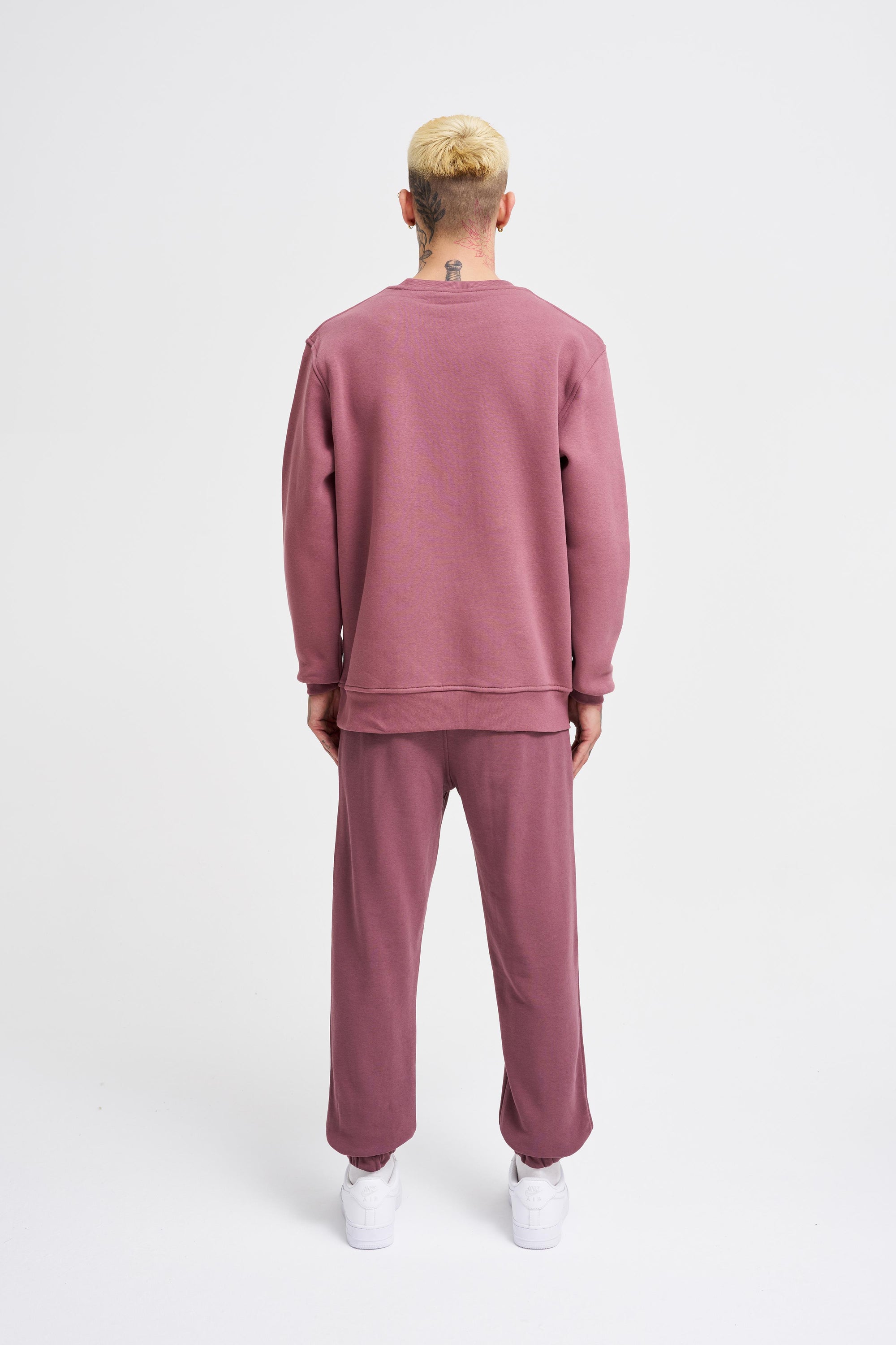 Erkek Regular Bisiklet Yaka Basic Sweatshirt Mürdüm