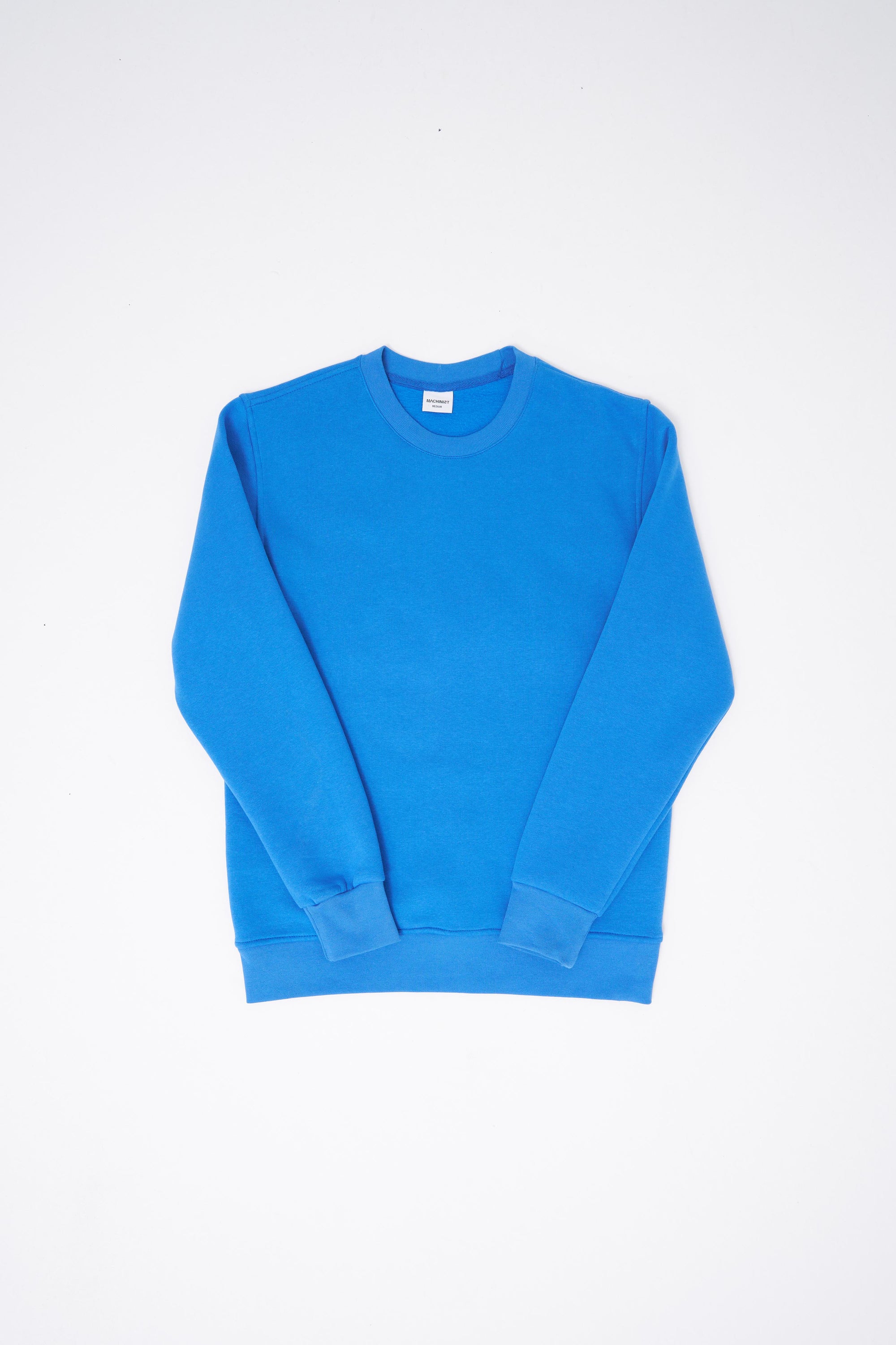 Erkek Regular Bisiklet Yaka Basic Sweatshirt Saks Mavi