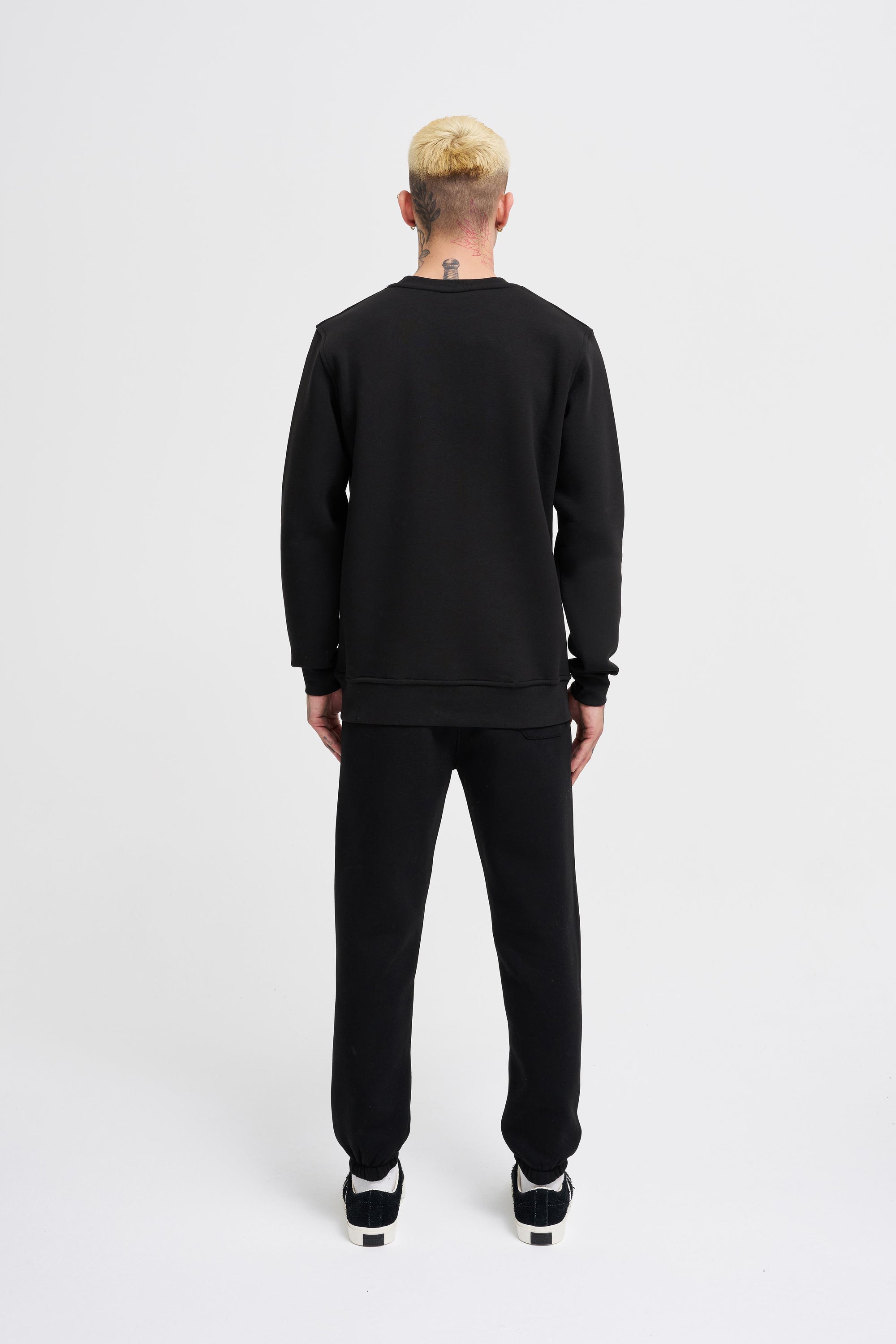 Erkek Regular Bisiklet Yaka Basic Sweatshirt Siyah