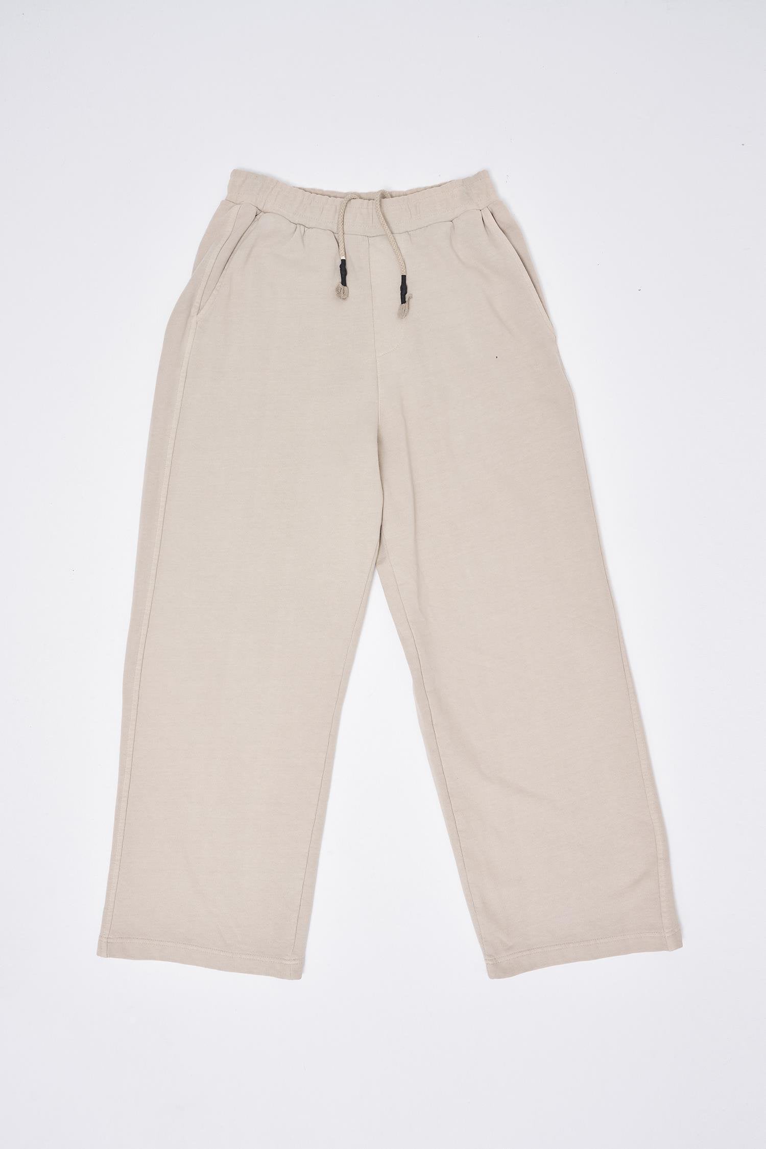 Erkek Yıkamalı Basic Baggy Eşofman Altı Açık Bej