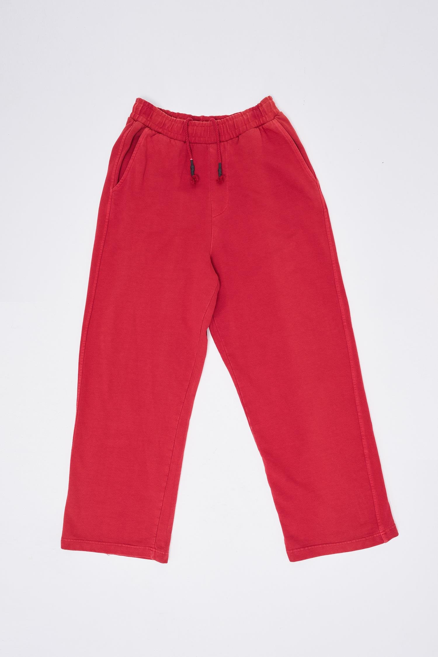 Erkek Yıkamalı Basic Baggy Eşofman Altı Açık Kırmızı