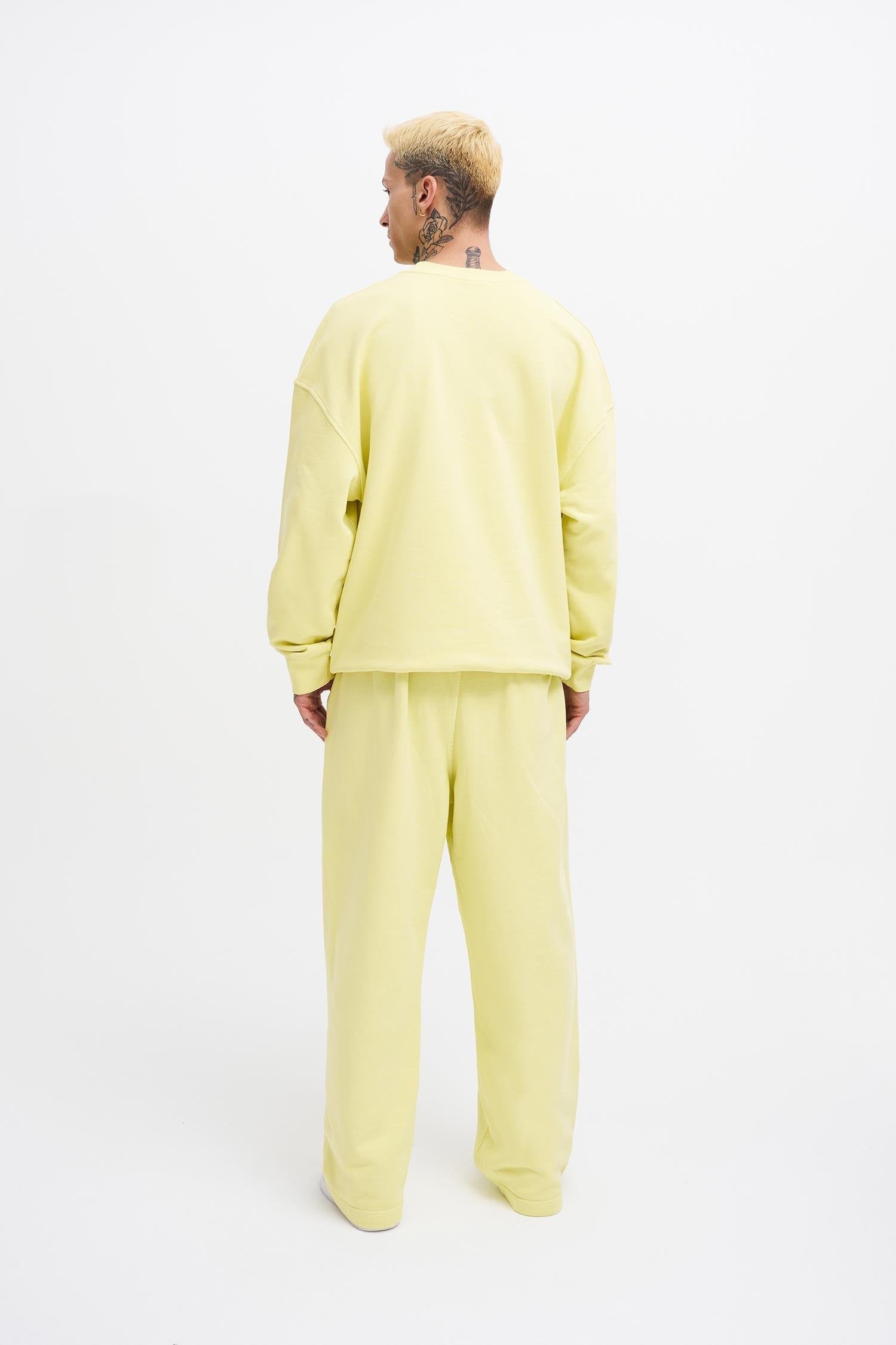 Erkek Yıkamalı Basic Baggy Eşofman Altı Açık Sarı