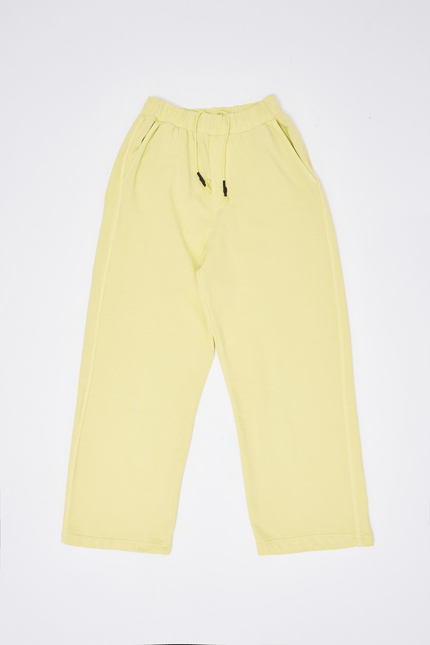 Erkek Yıkamalı Basic Baggy Eşofman Altı Açık Sarı