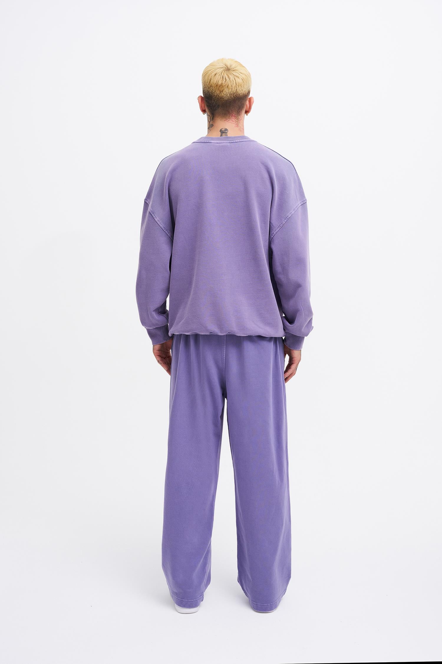 Erkek Yıkamalı Basic Baggy Eşofman Altı Mor