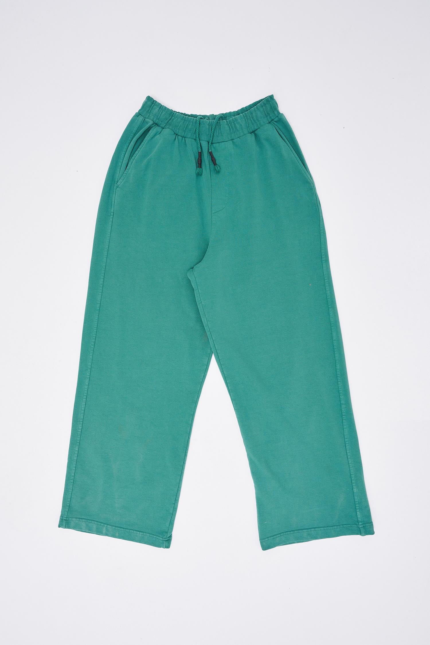 Erkek Yıkamalı Basic Baggy Eşofman Altı Yağ Yeşili