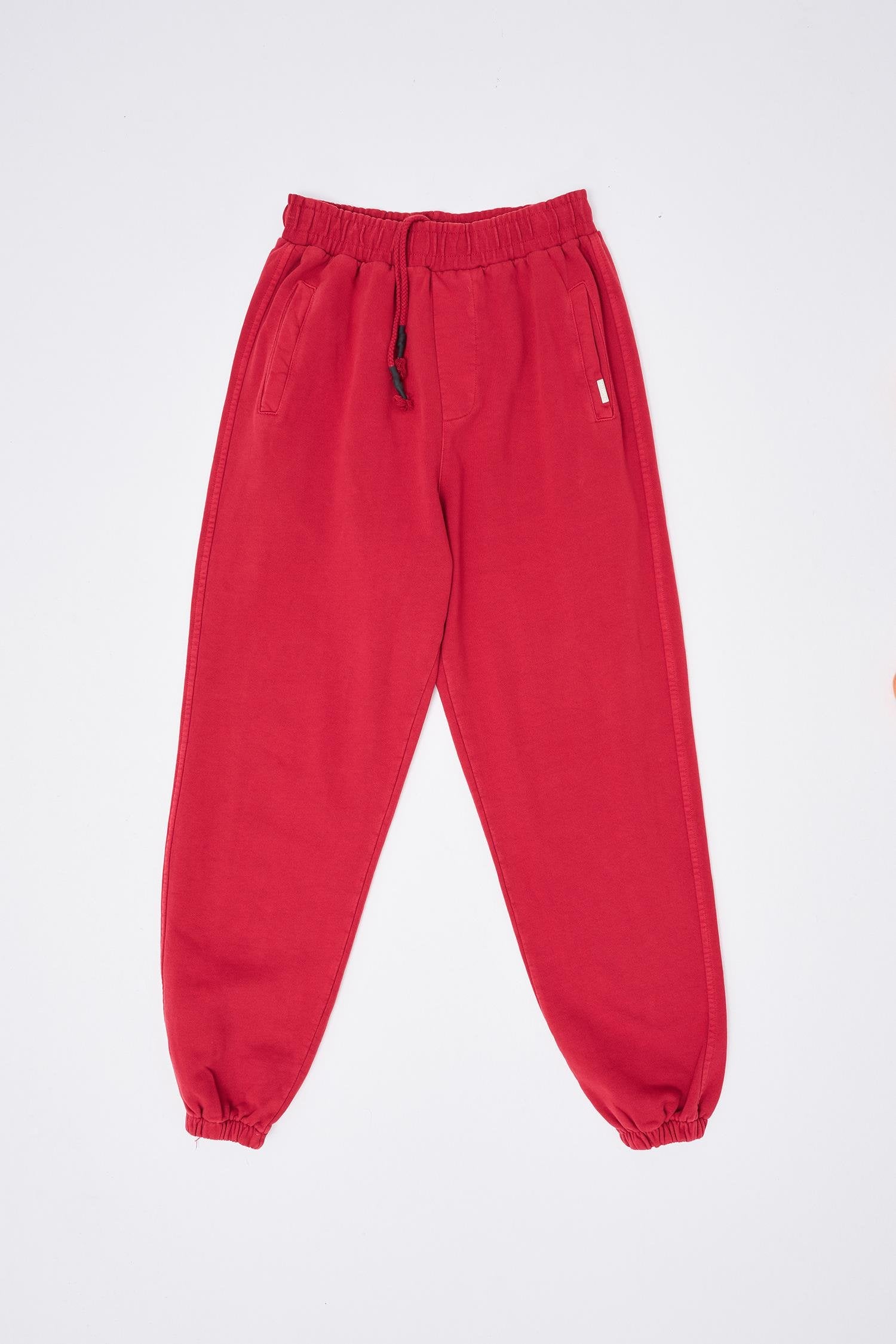 Erkek Yıkamalı Basic Jogger Eşofman Altı Açık Kırmızı