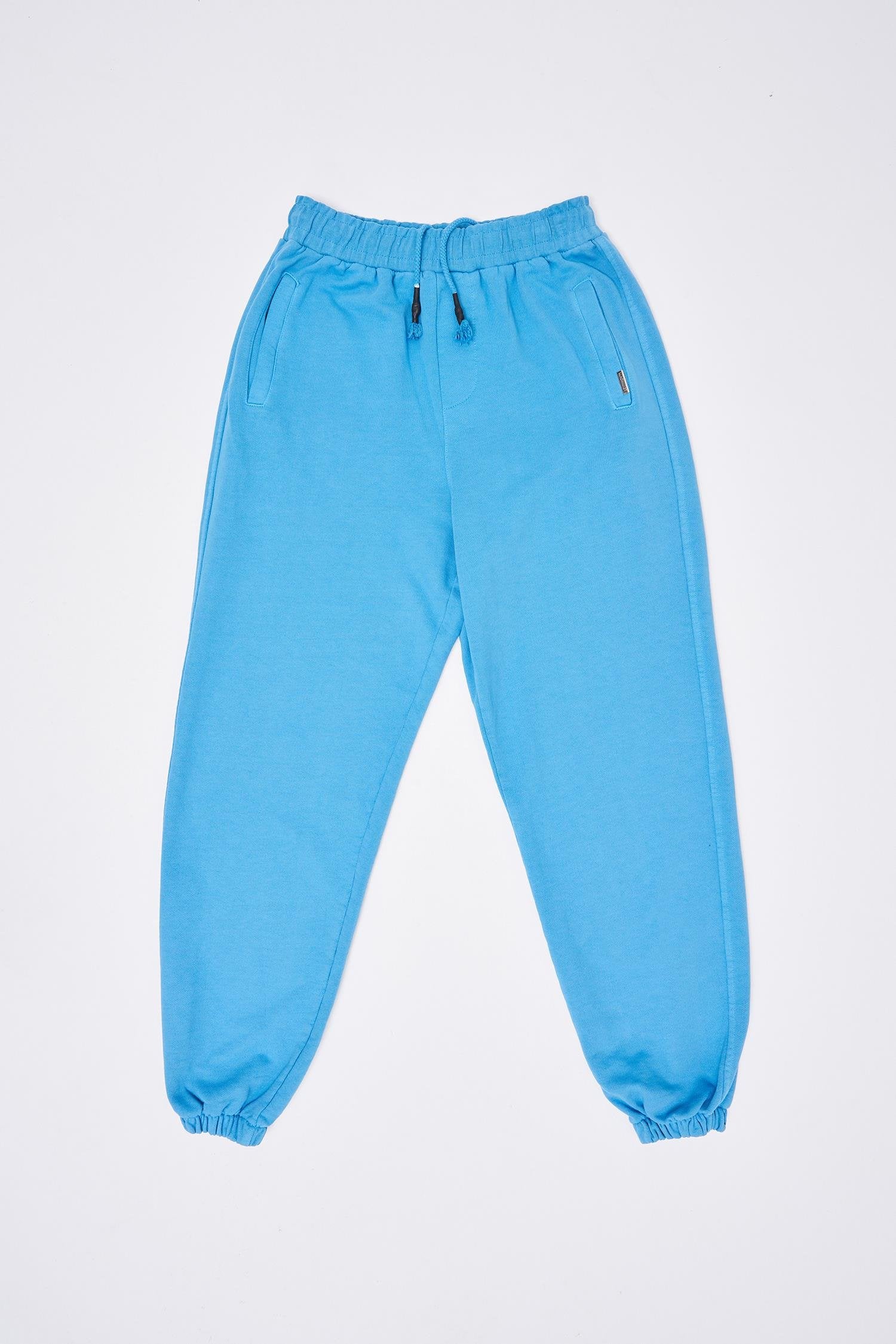 Erkek Yıkamalı Basic Jogger Eşofman Altı Açık Mavi