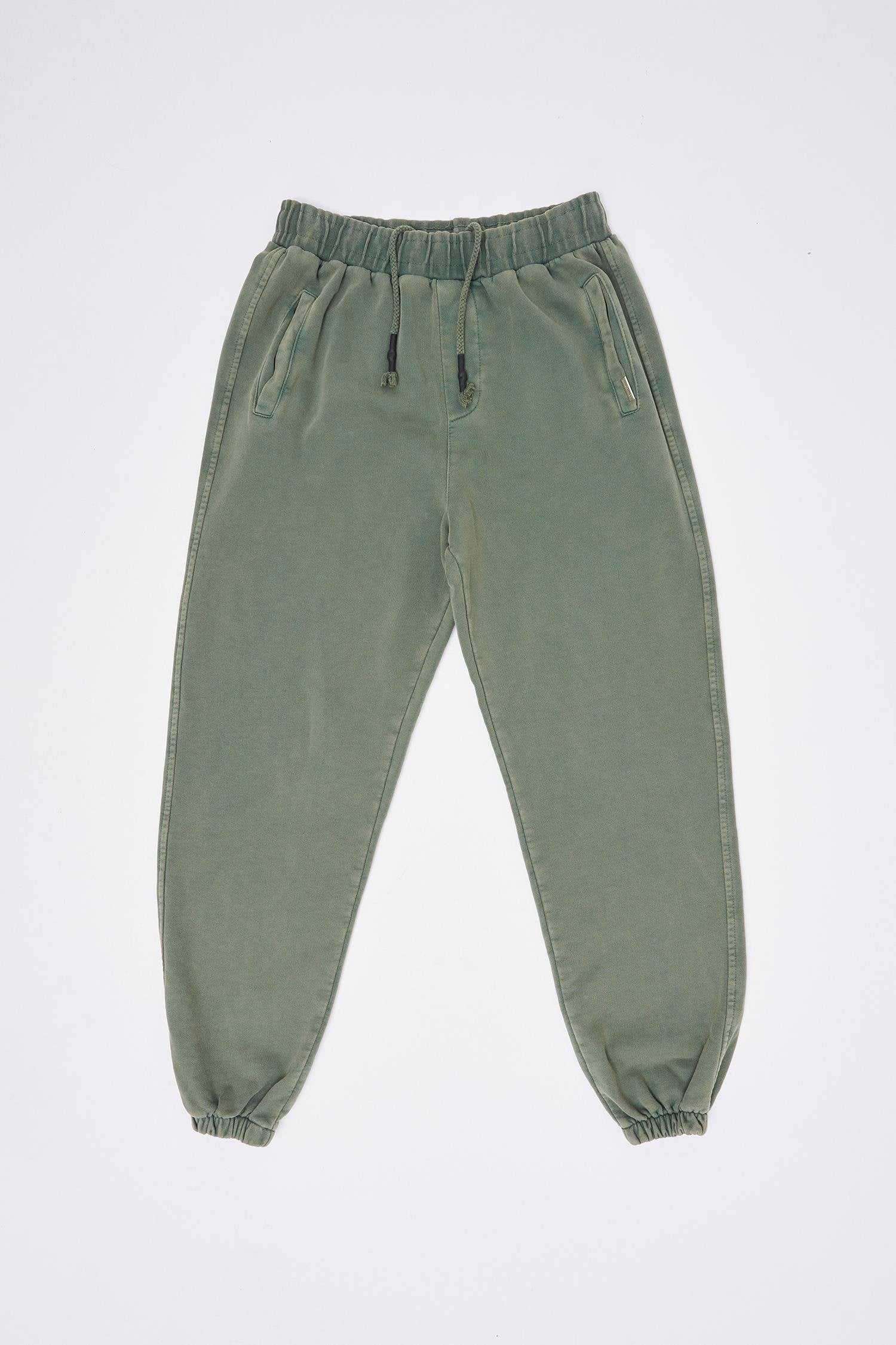 Erkek Yıkamalı Basic Jogger Eşofman Altı Haki