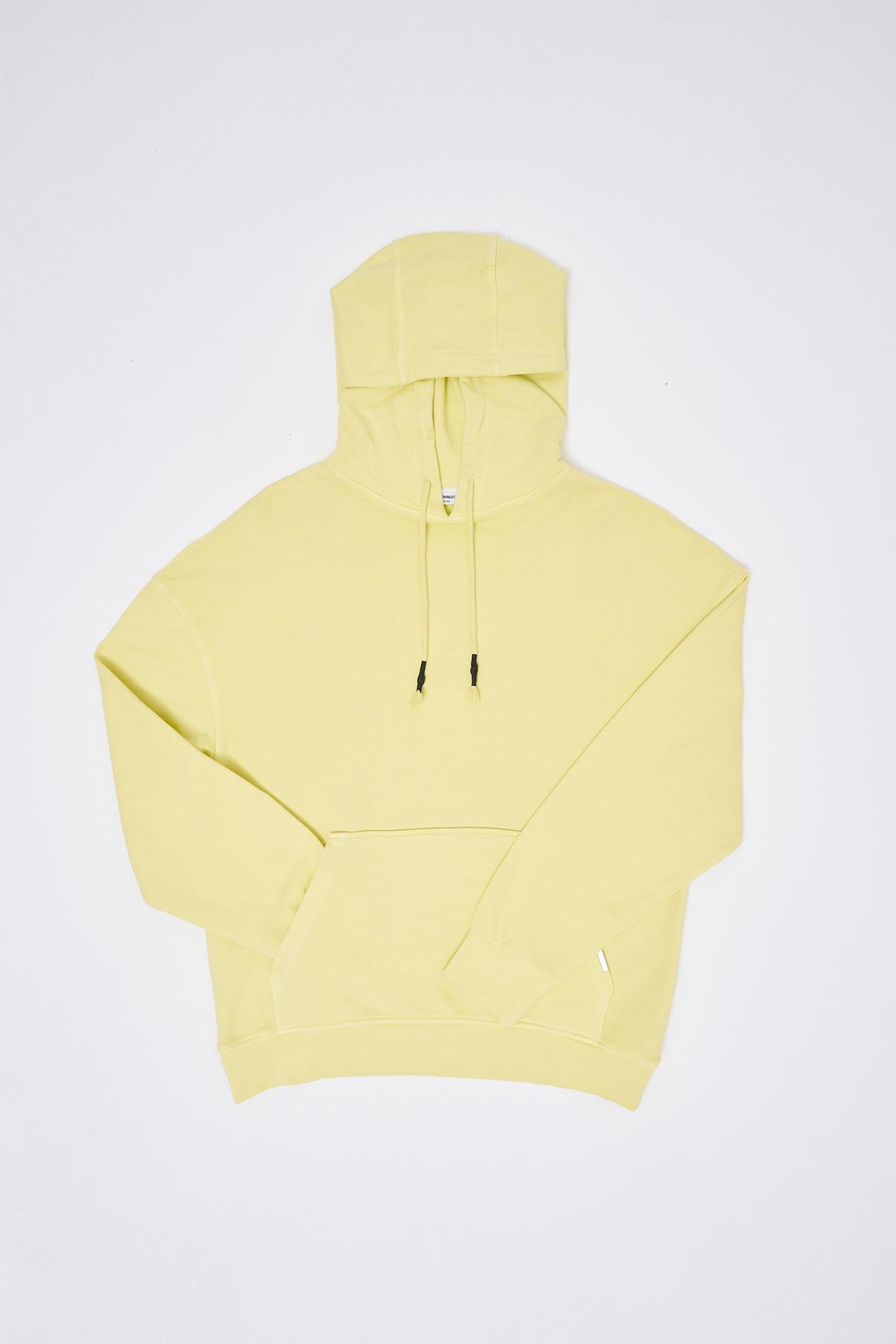 Erkek Yıkamalı Basic Kapüşonlu Oversize Sweatshirt Açık Sarı