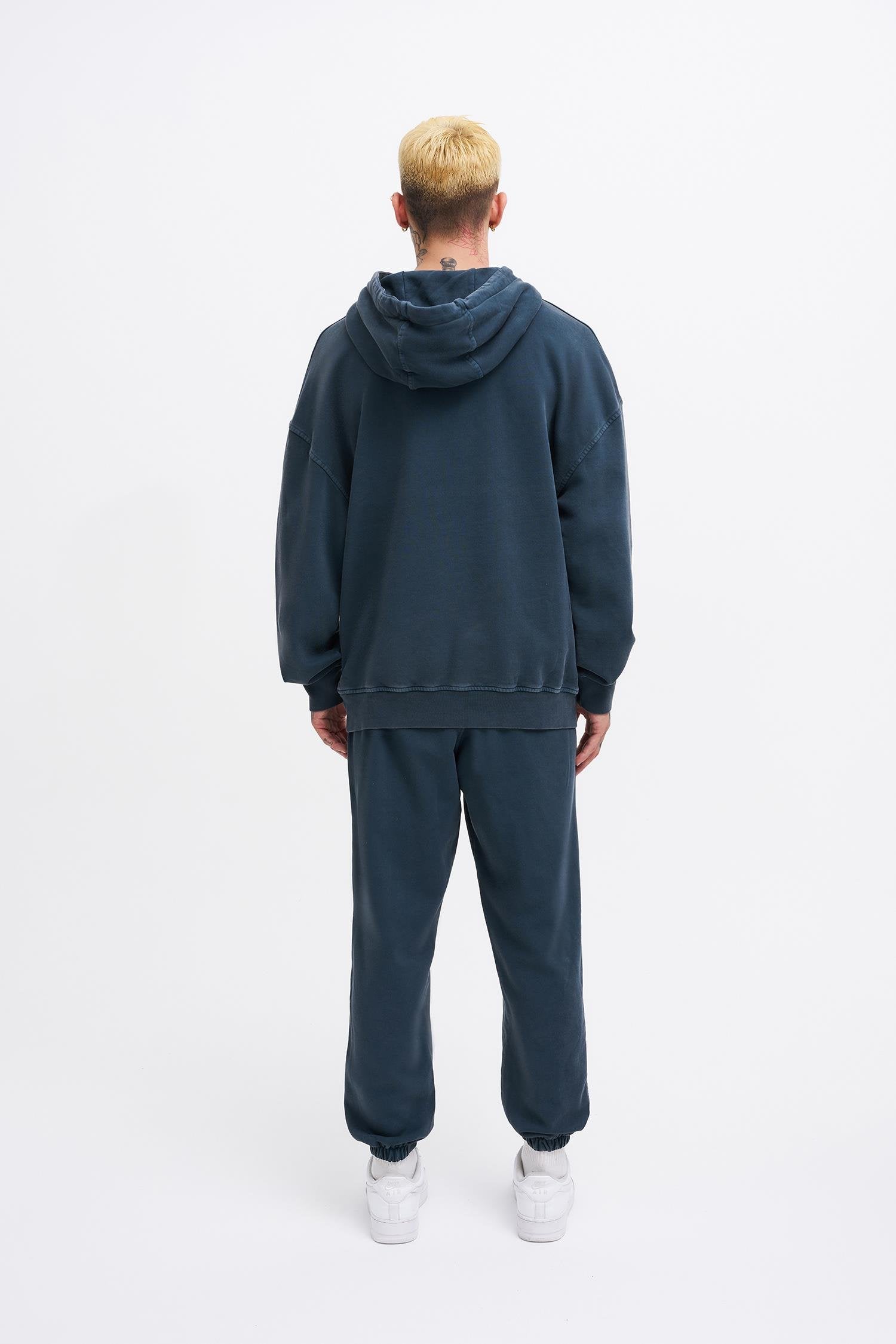 Erkek Yıkamalı Basic Kapüşonlu Oversize Sweatshirt Antrasit