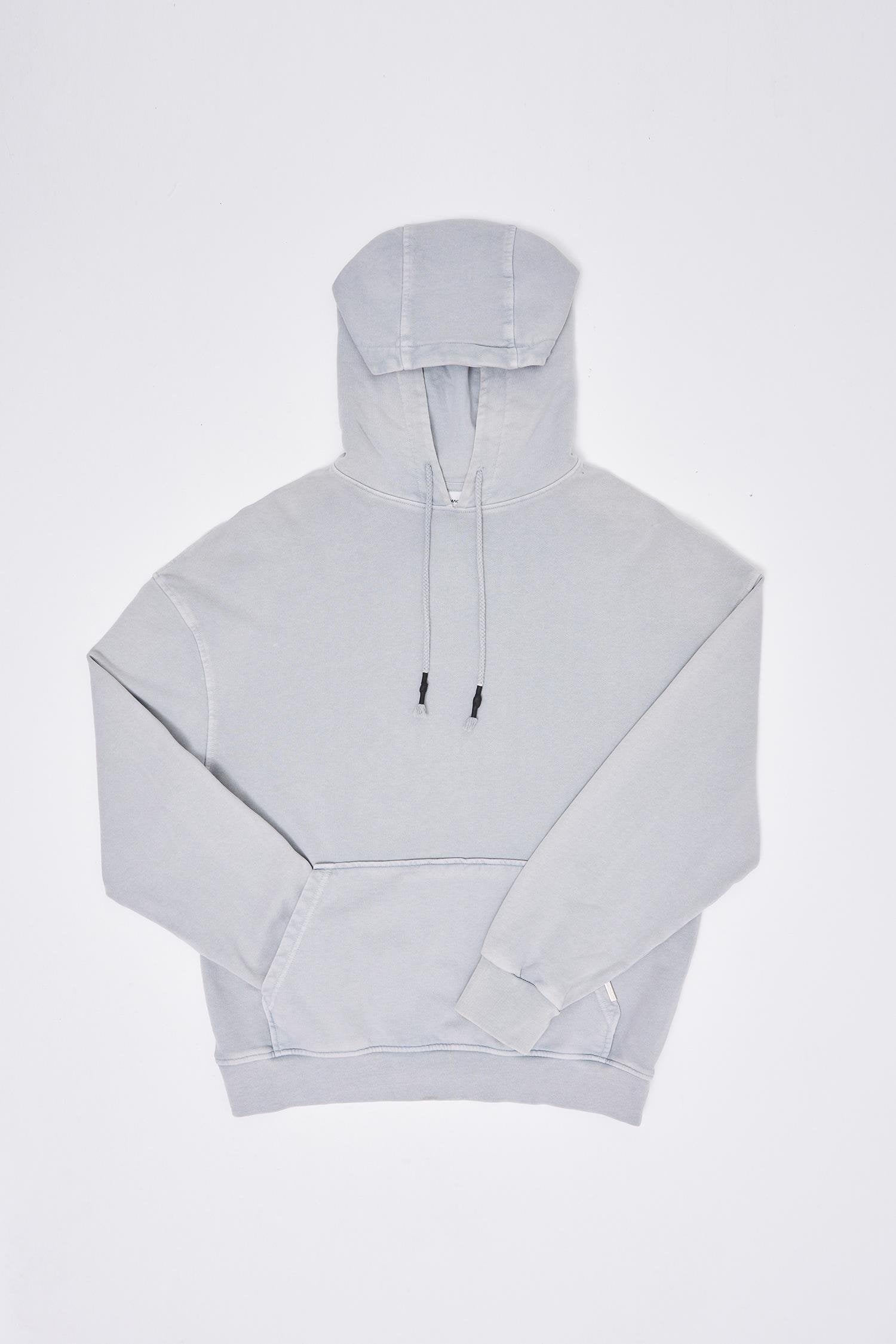 Erkek Yıkamalı Basic Kapüşonlu Oversize Sweatshirt Gri