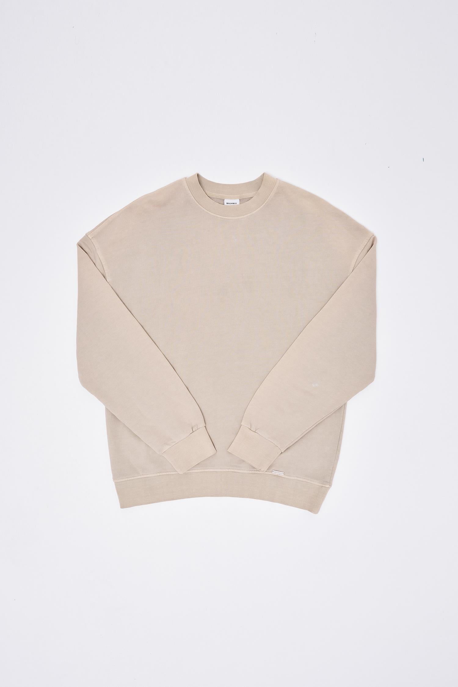 Erkek Yıkamalı Oversize Sweatshirt Açık Bej