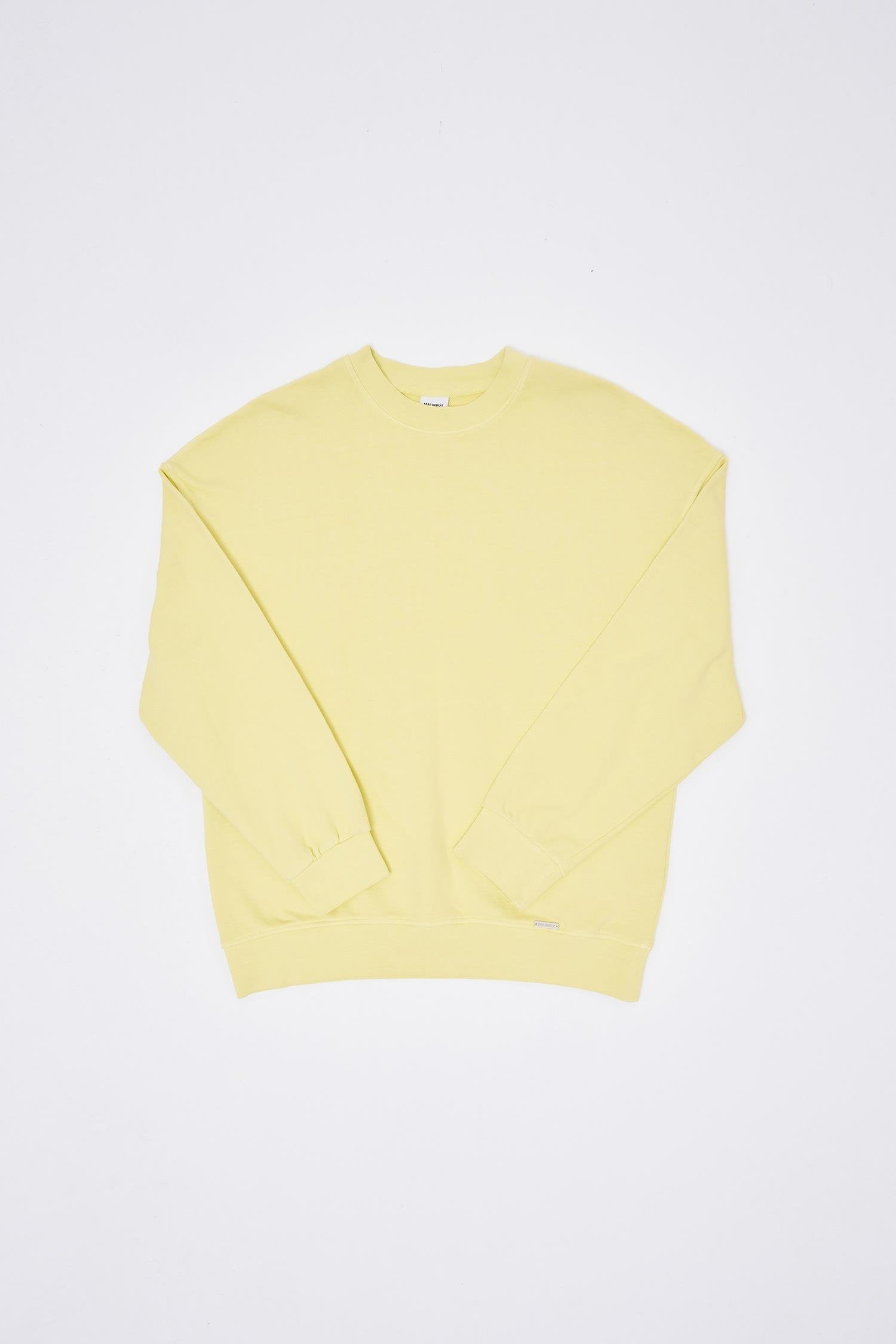 Erkek Yıkamalı Oversize Sweatshirt Açık Sarı