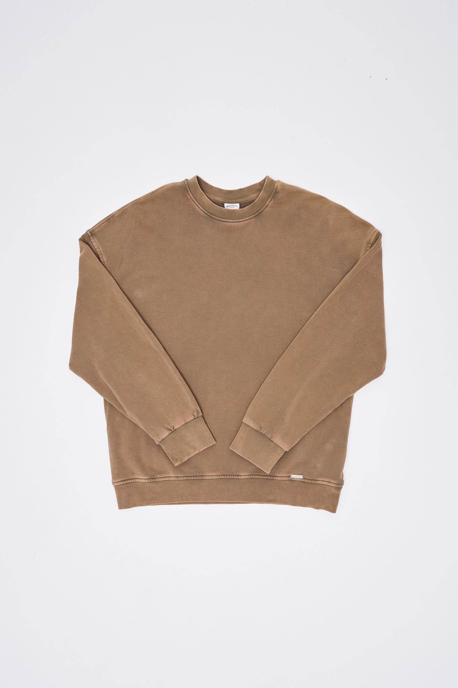 Erkek Yıkamalı Oversize Sweatshirt Kahverengi