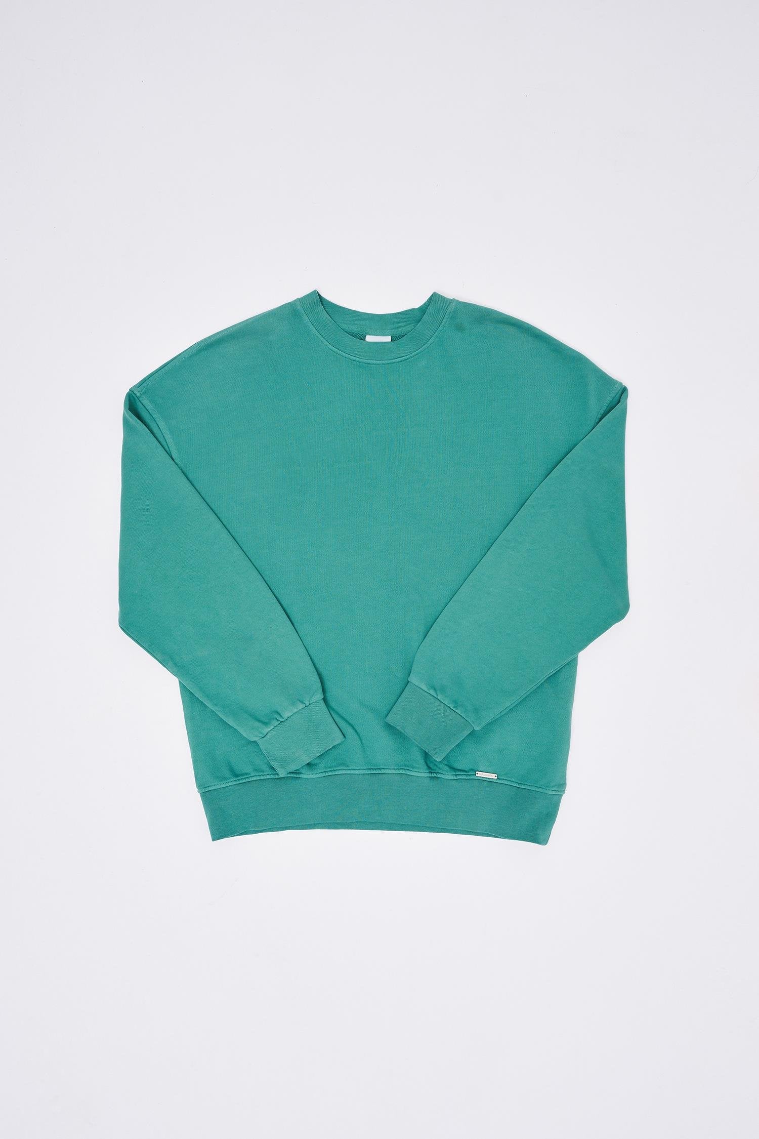 Erkek Yıkamalı Oversize Sweatshirt Yaş Yeşili
